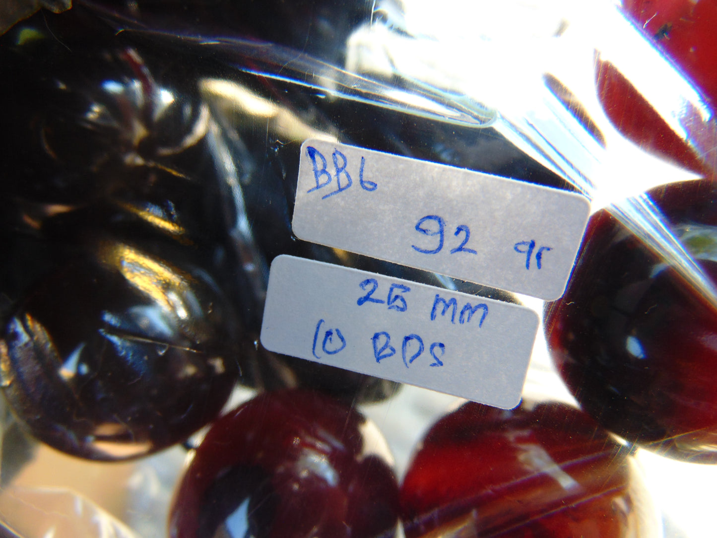 92 gram 10 Beads Mala Bracelet Indonesian Cherry Red Amber 25 mm for Healing BB6