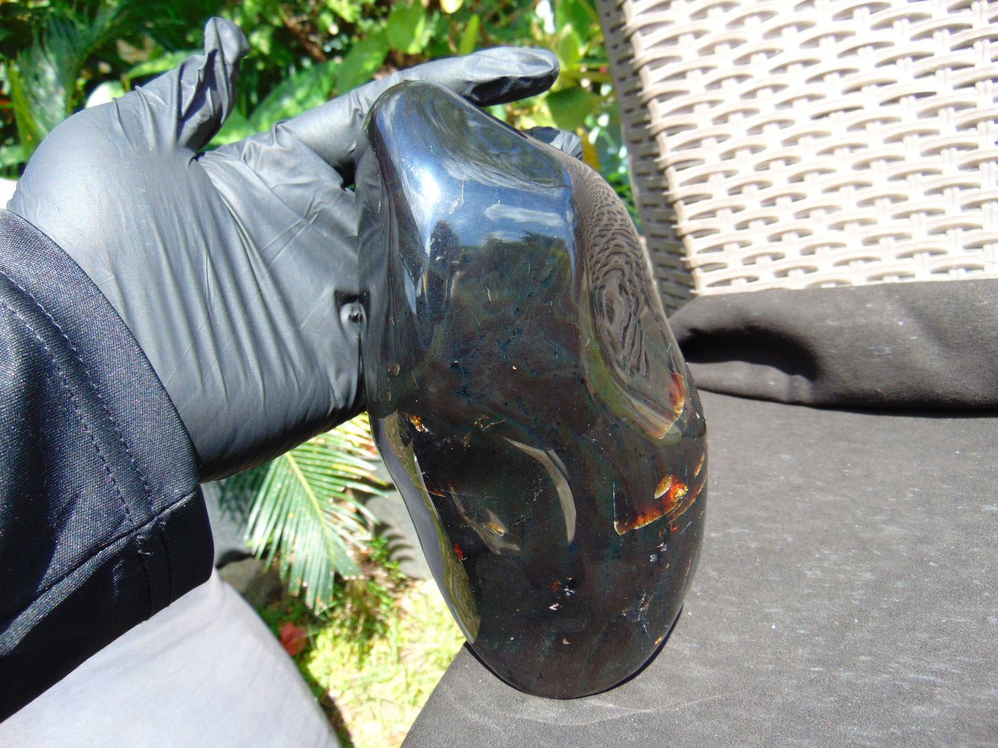 657 gram Full polished Indonesian Black Amber for Healing AR124