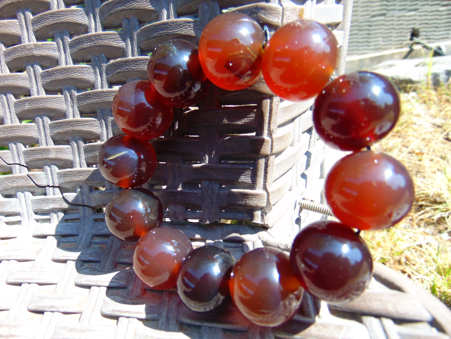 56 gram 12 Beads Mala Bracelet Indonesian Red Amber 20 mm for Healing BB4