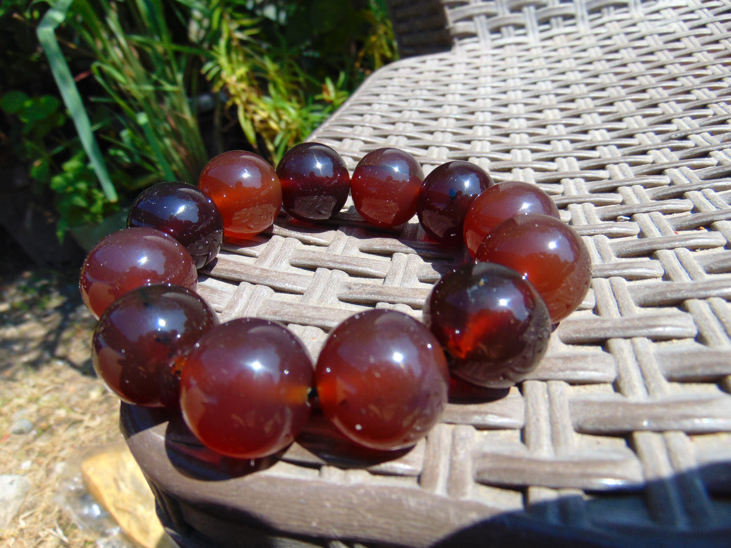 56 gram 12 Beads Mala Bracelet Indonesian Red Amber 20 mm for Healing BB4