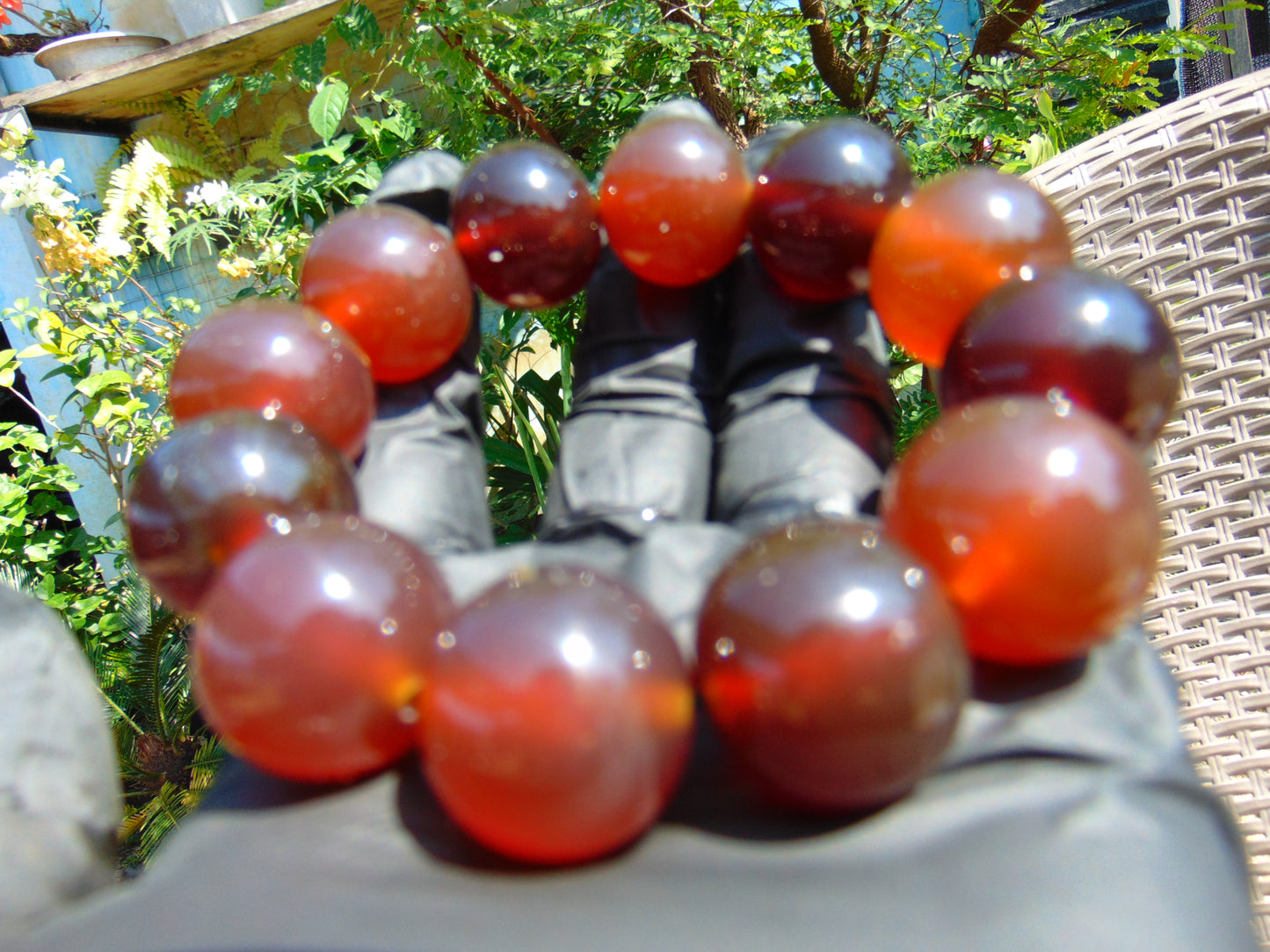 56 gram 12 Beads Mala Bracelet Indonesian Red Amber 20 mm for Healing BB4