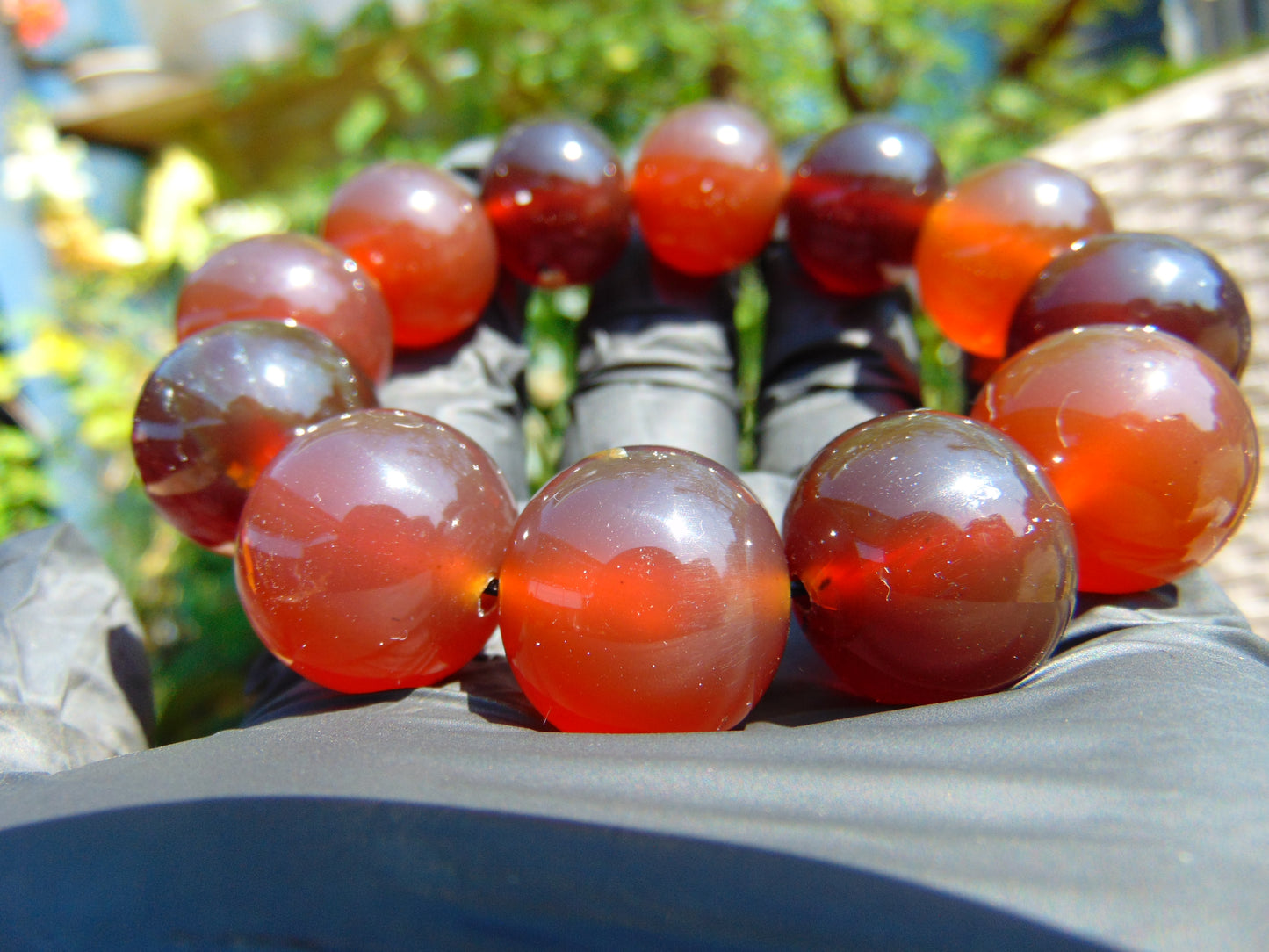 56 gram 12 Beads Mala Bracelet Indonesian Red Amber 20 mm for Healing BB4