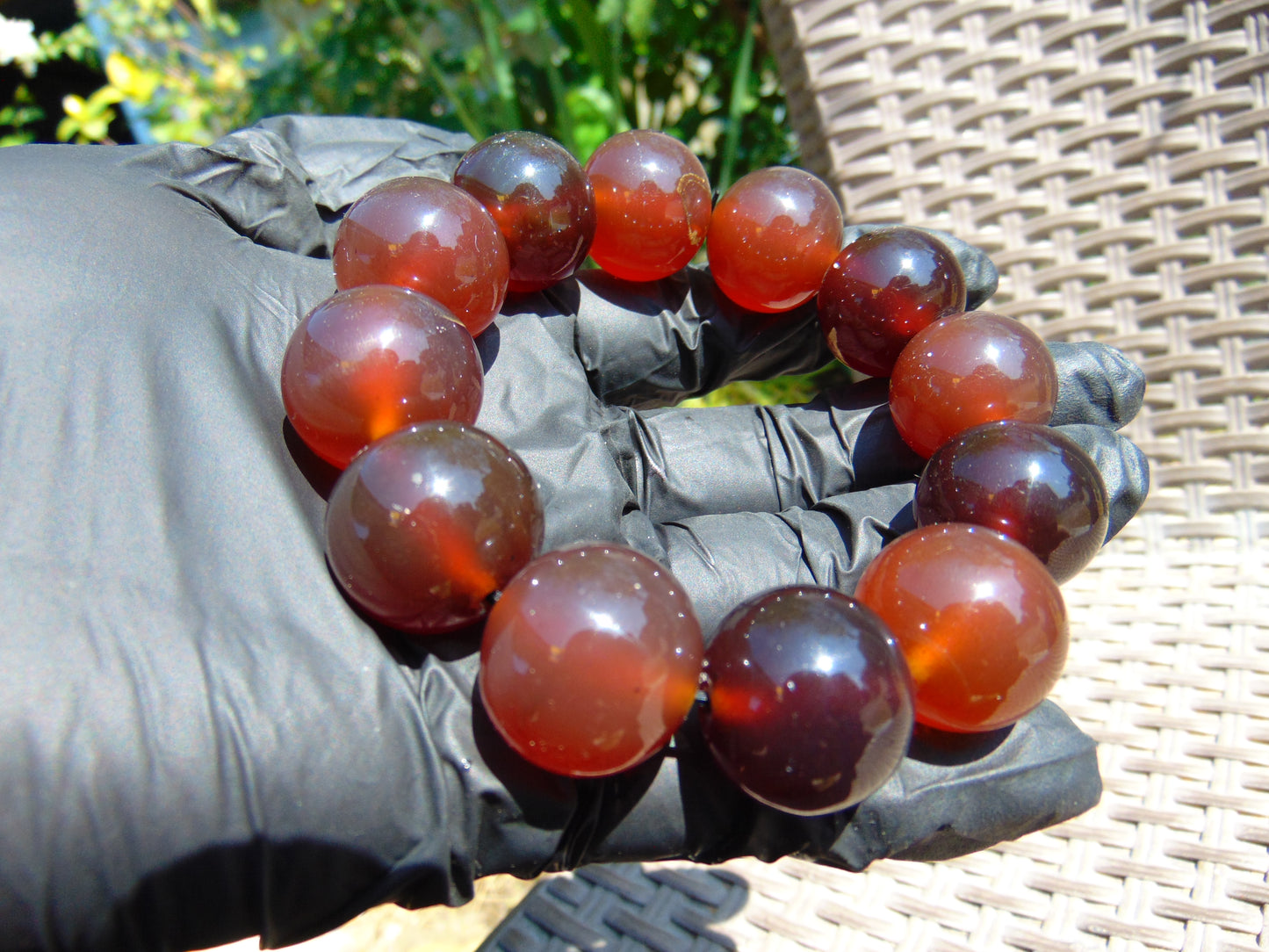 56 gram 12 Beads Mala Bracelet Indonesian Red Amber 20 mm for Healing BB4