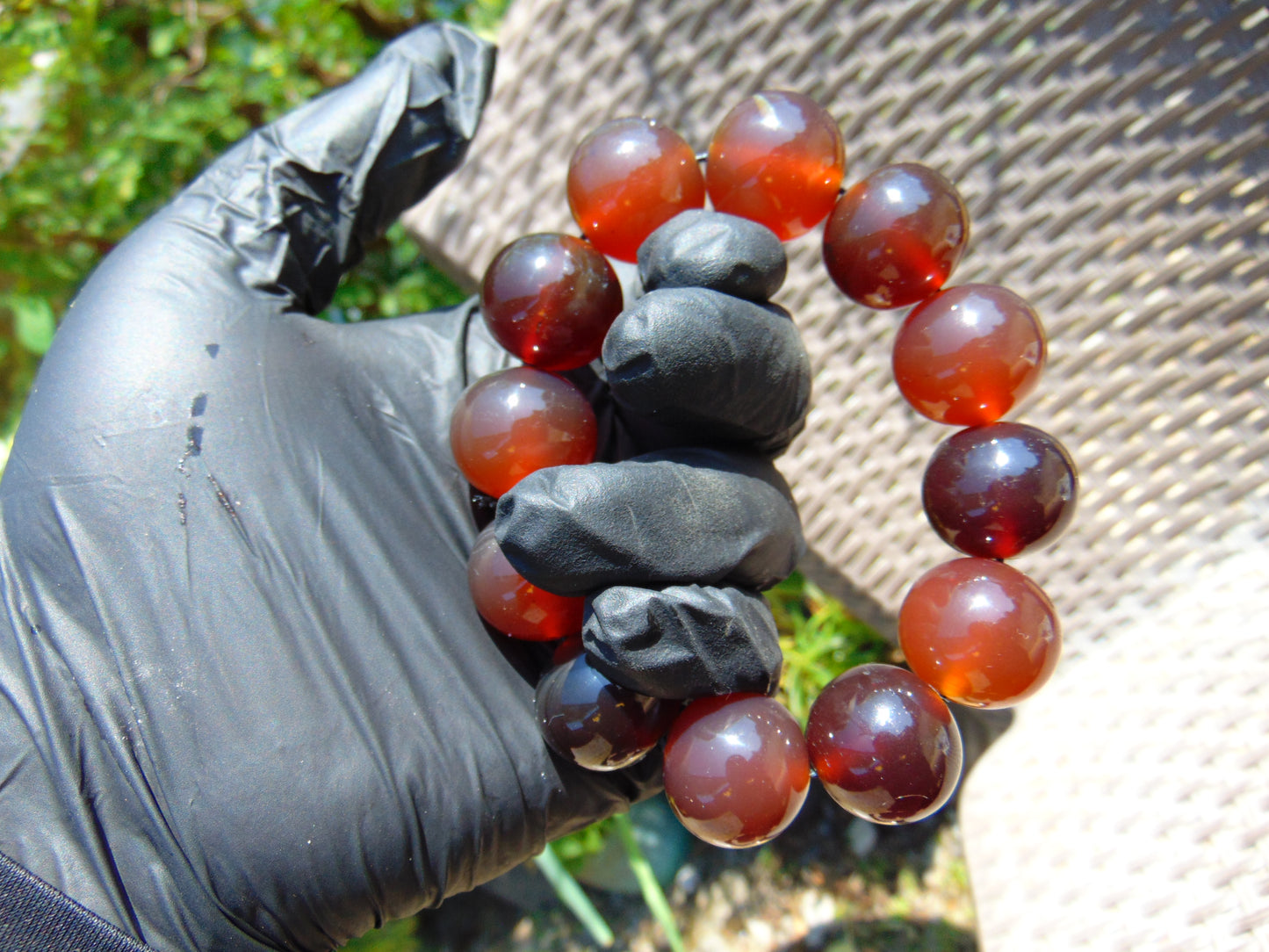 56 gram 12 Beads Mala Bracelet Indonesian Red Amber 20 mm for Healing BB4