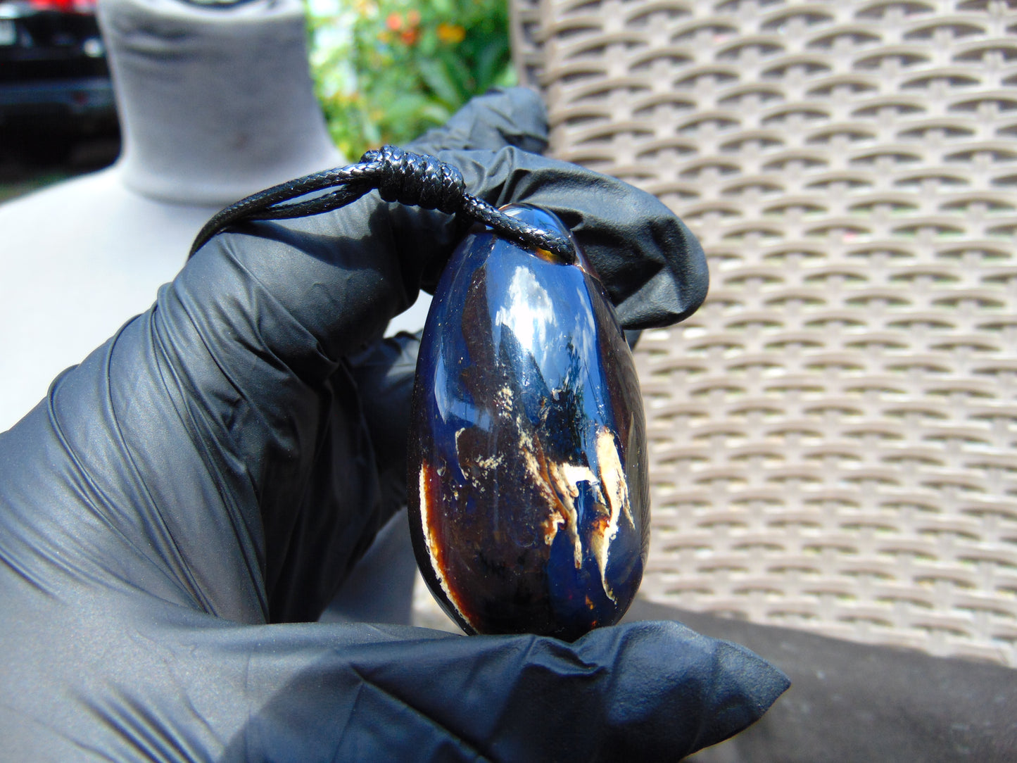 27 gr Teardrop Pendant Indonesian blue Amber for Healing 25A66