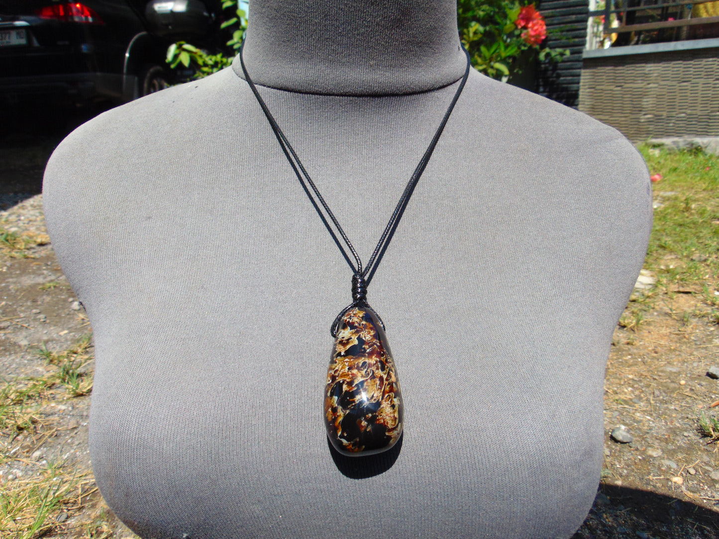 26 gr Teardrop Pendant Indonesian white Blue Amber for Healing 25Y10