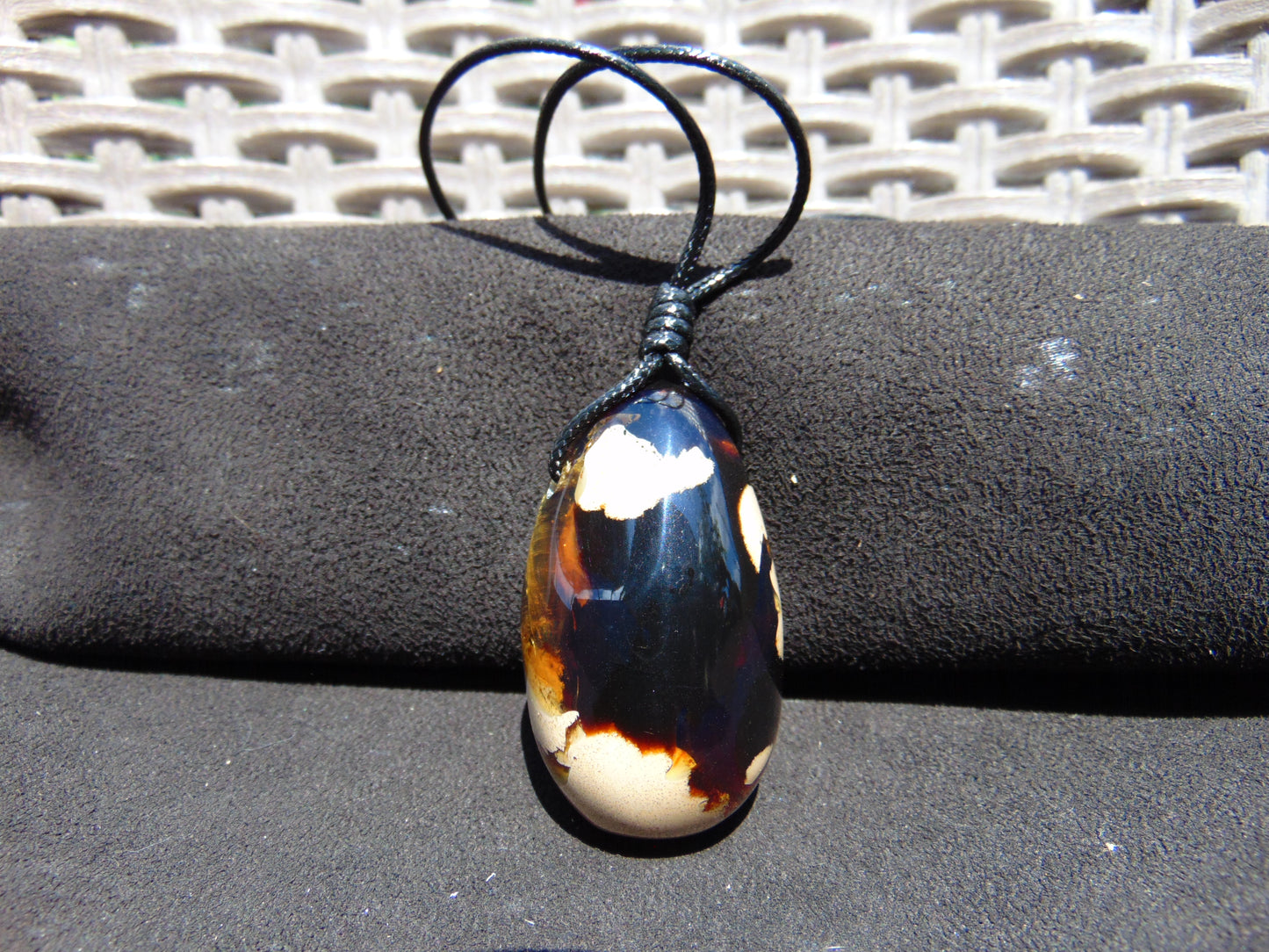 27 gr Teardrop Pendant Indonesian Dark Blue white Amber for Healing 25A70