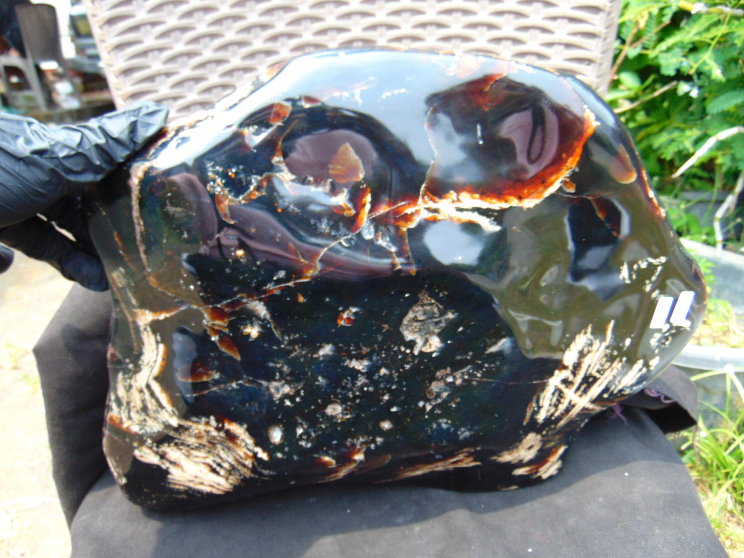 6955 gr polished 36x30x10 cm Indonesia Black Amber for Healing AR