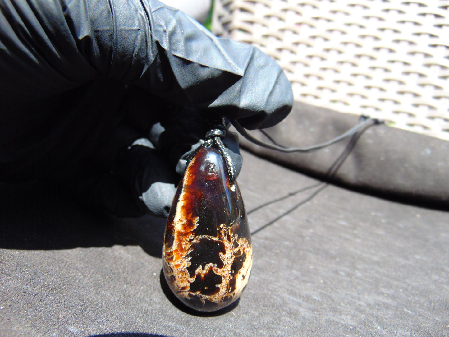 22 gr Teardrop Pendant Indonesian white Amber for Healing 25A62