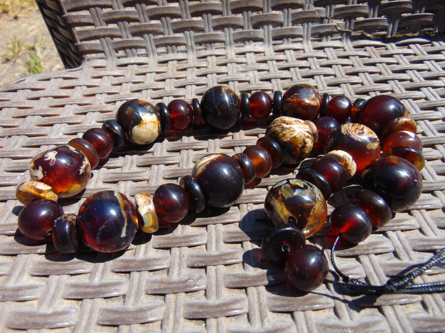 159 gr Small Beads Combination Necklace Indonesian Yellow Red White Amber for Healing FR88
