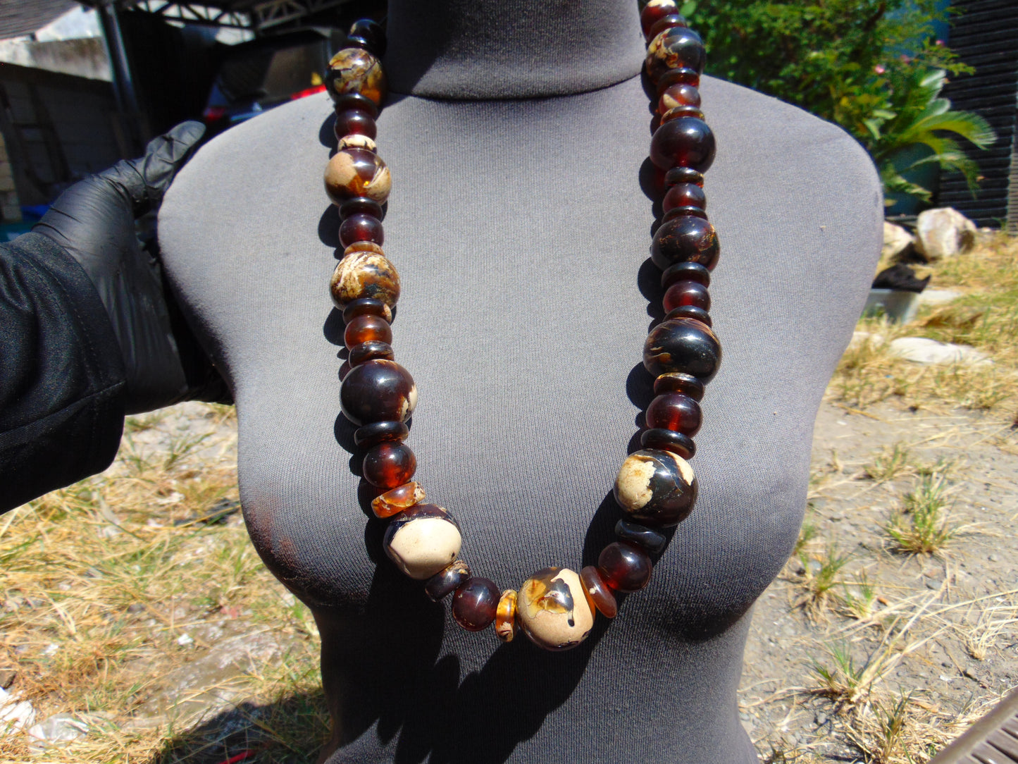 159 gr Small Beads Combination Necklace Indonesian Yellow Red White Amber for Healing FR88