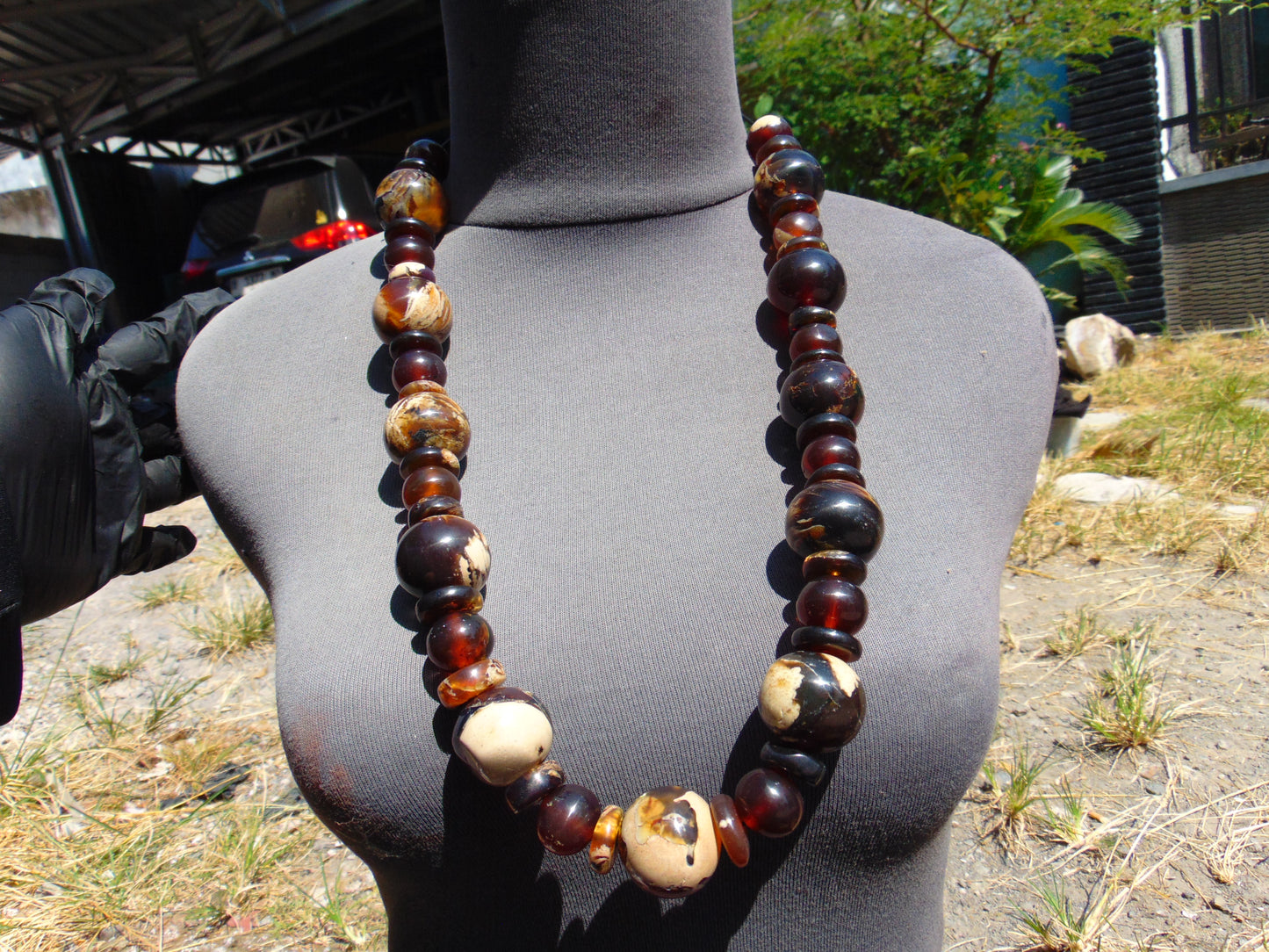 159 gr Small Beads Combination Necklace Indonesian Yellow Red White Amber for Healing FR88