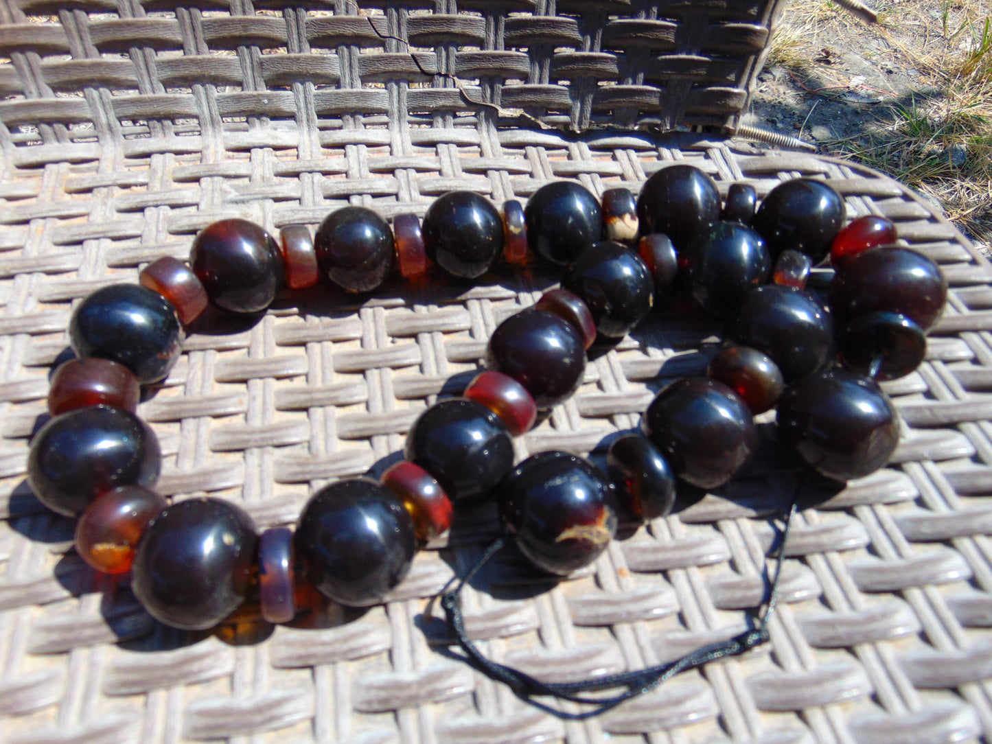 214 gr Small Beads Combination Necklace Indonesian Dark Red Amber for Healing FR87