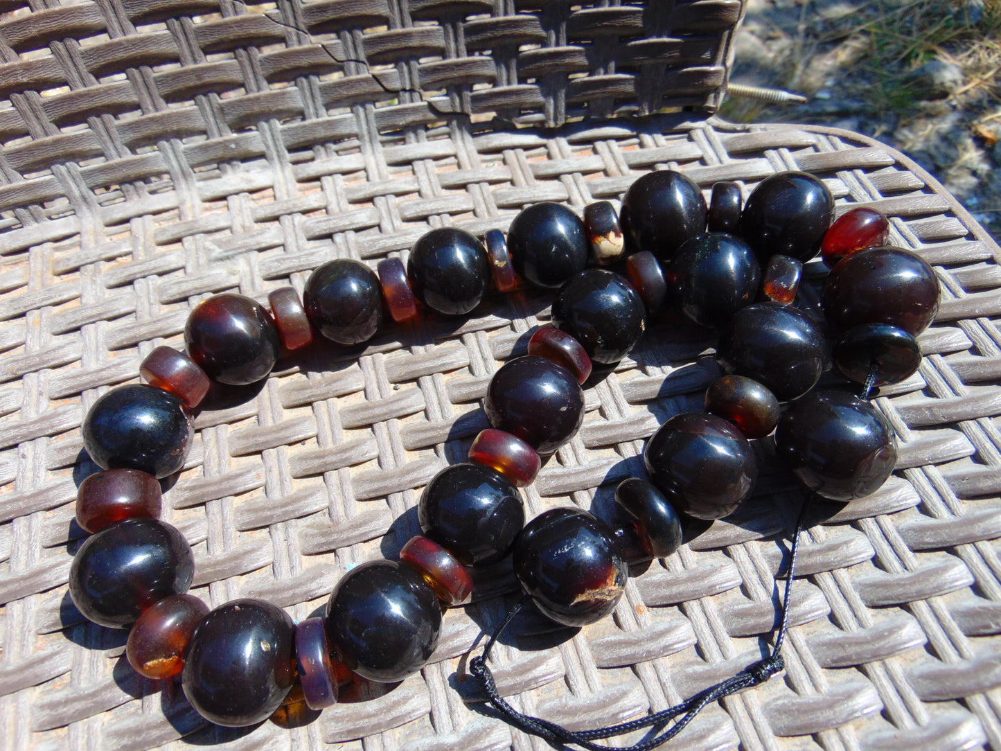 214 gr Small Beads Combination Necklace Indonesian Dark Red Amber for Healing FR87