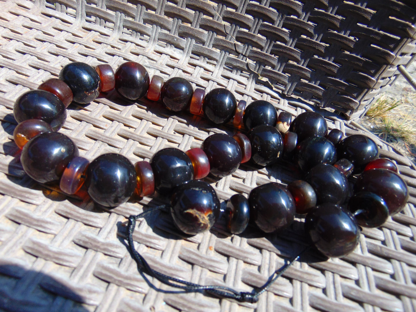 214 gr Small Beads Combination Necklace Indonesian Dark Red Amber for Healing FR87