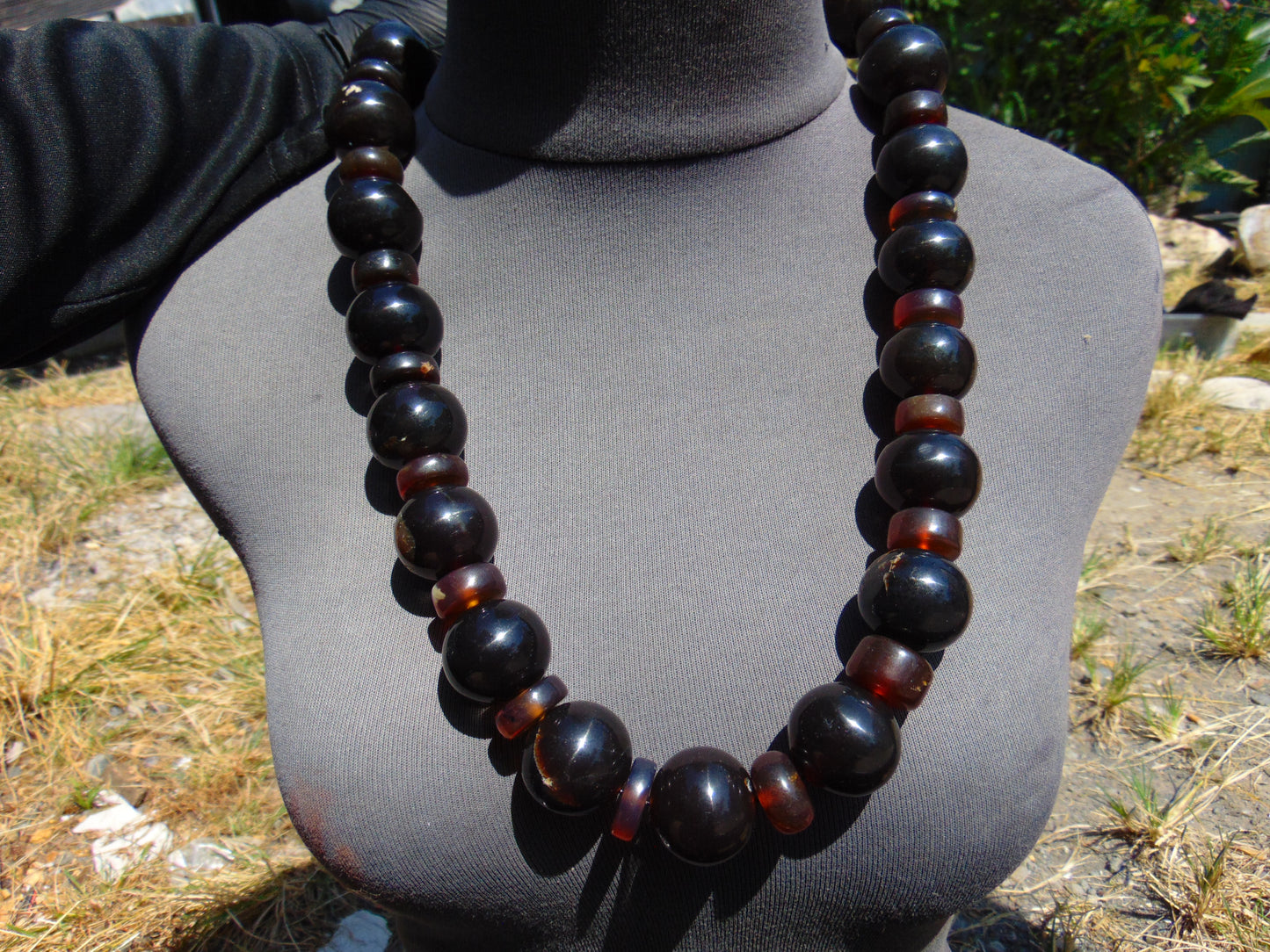 214 gr Small Beads Combination Necklace Indonesian Dark Red Amber for Healing FR87