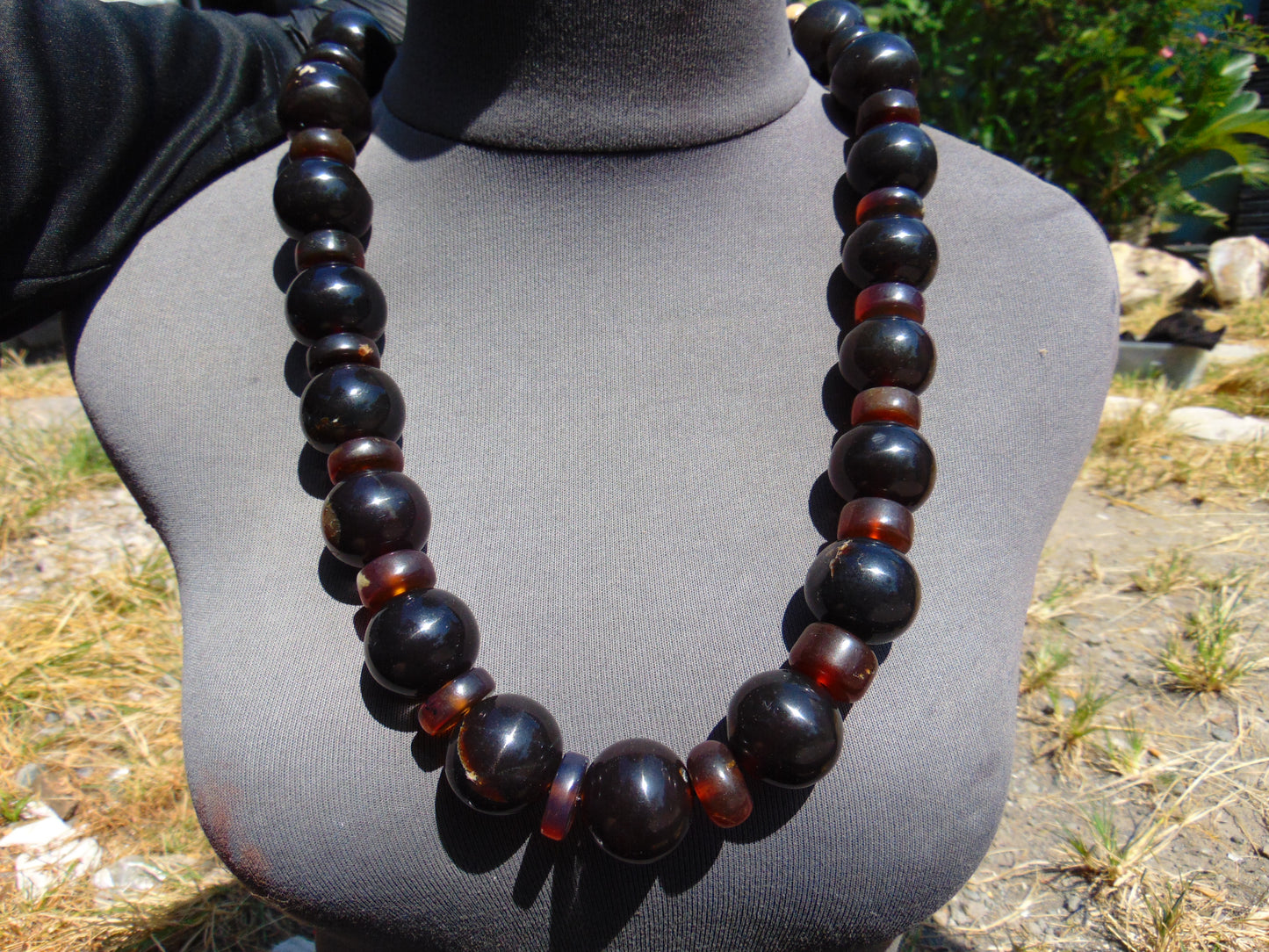 214 gr Small Beads Combination Necklace Indonesian Dark Red Amber for Healing FR87