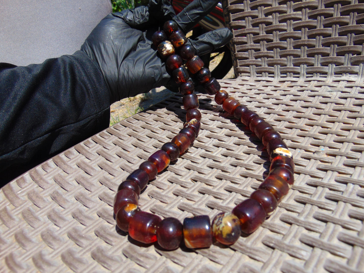 108 gr Small Beads Combination Necklace Indonesian Red Amber for Healing FR77