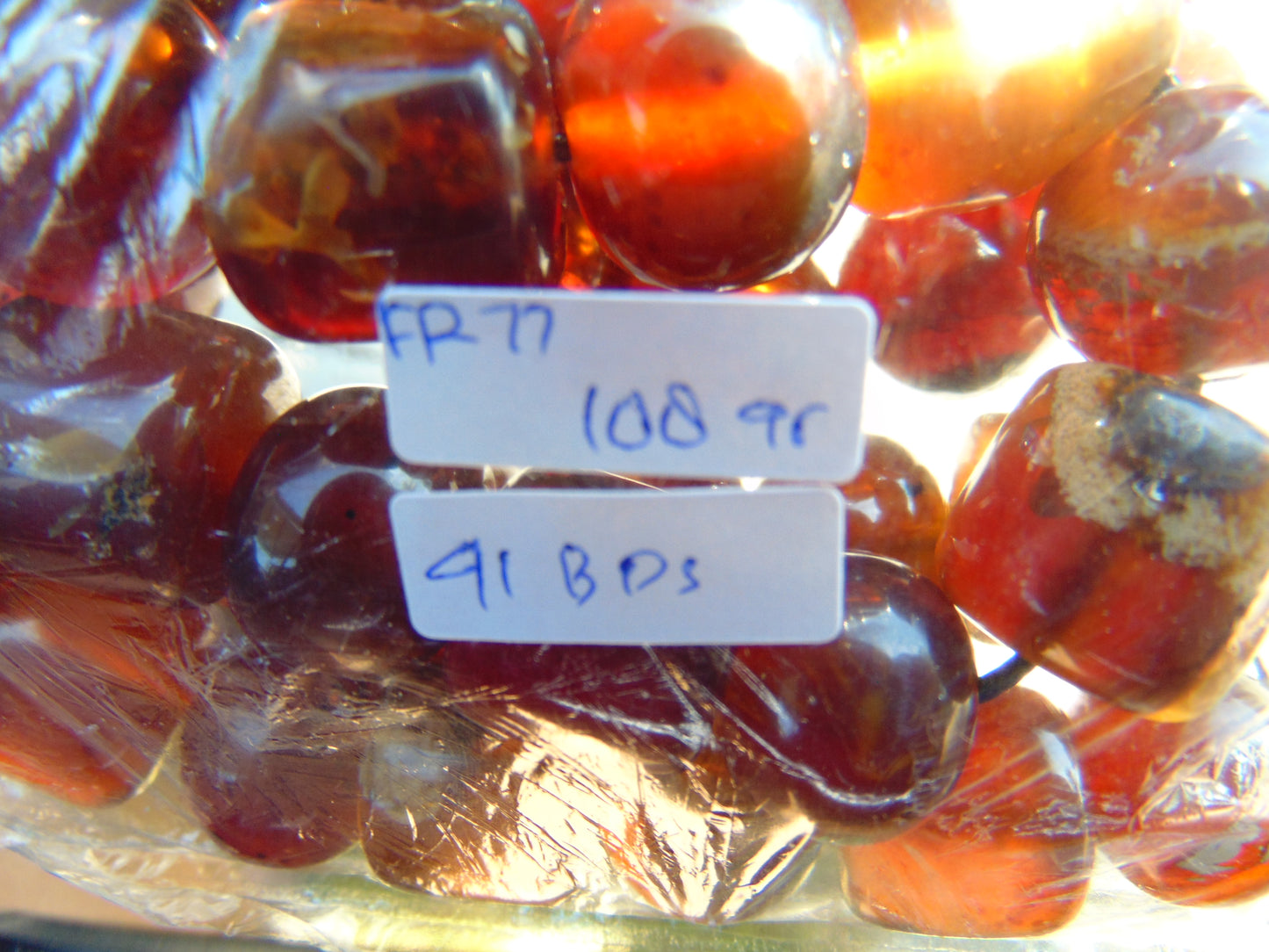 108 gr Small Beads Combination Necklace Indonesian Red Amber for Healing FR77
