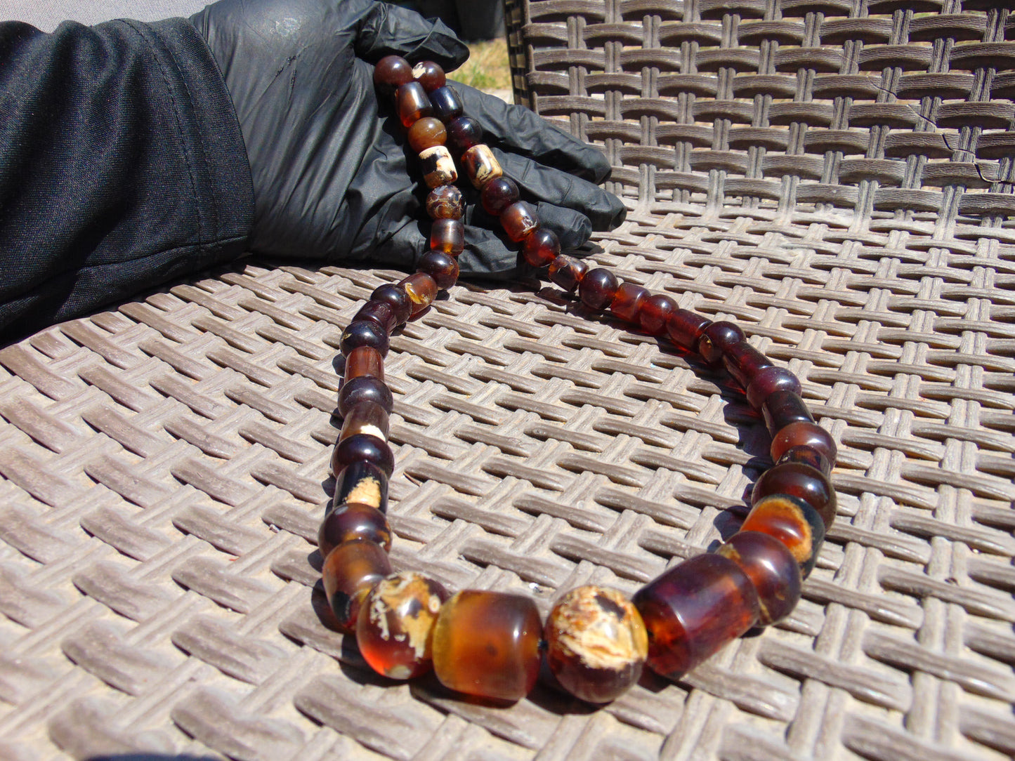 75 gr Small Beads Combination Necklace Indonesian Red White Amber for Healing FR83