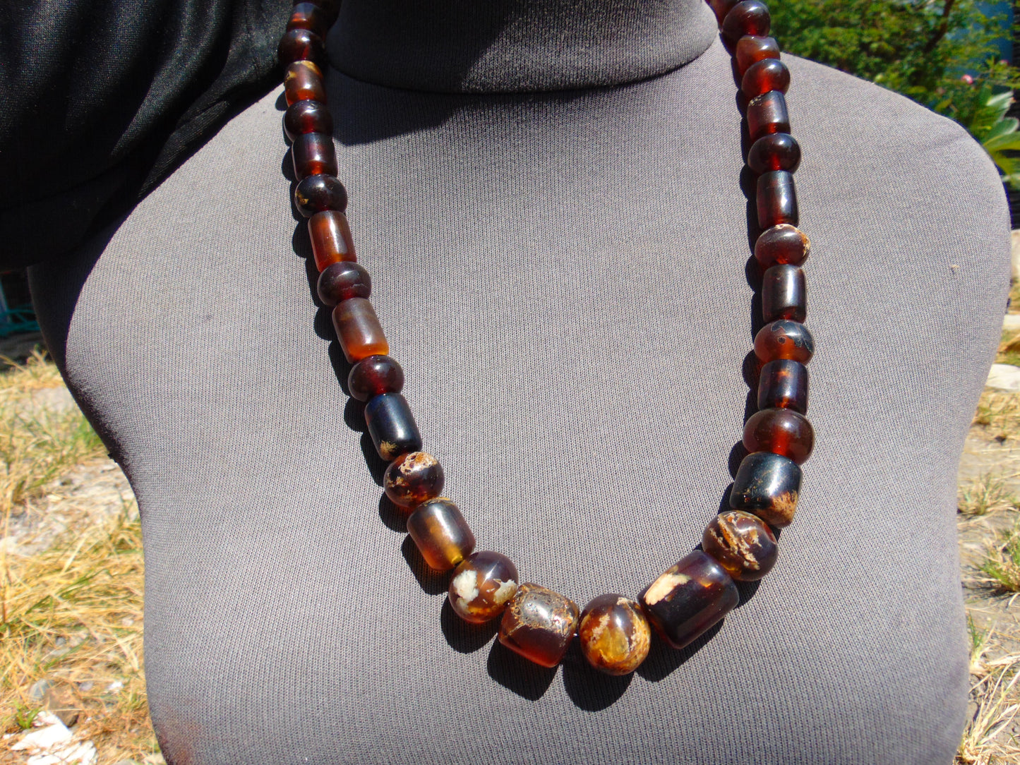 75 gr Small Beads Combination Necklace Indonesian Red White Amber for Healing FR83