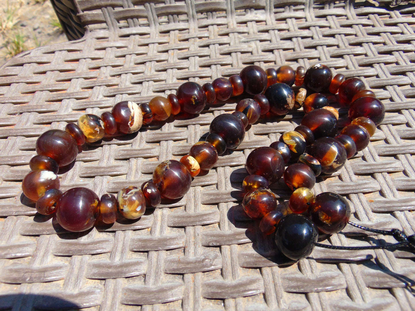 91 gr Small Beads Combination Necklace Indonesian Yellow Red Amber for Healing FR73