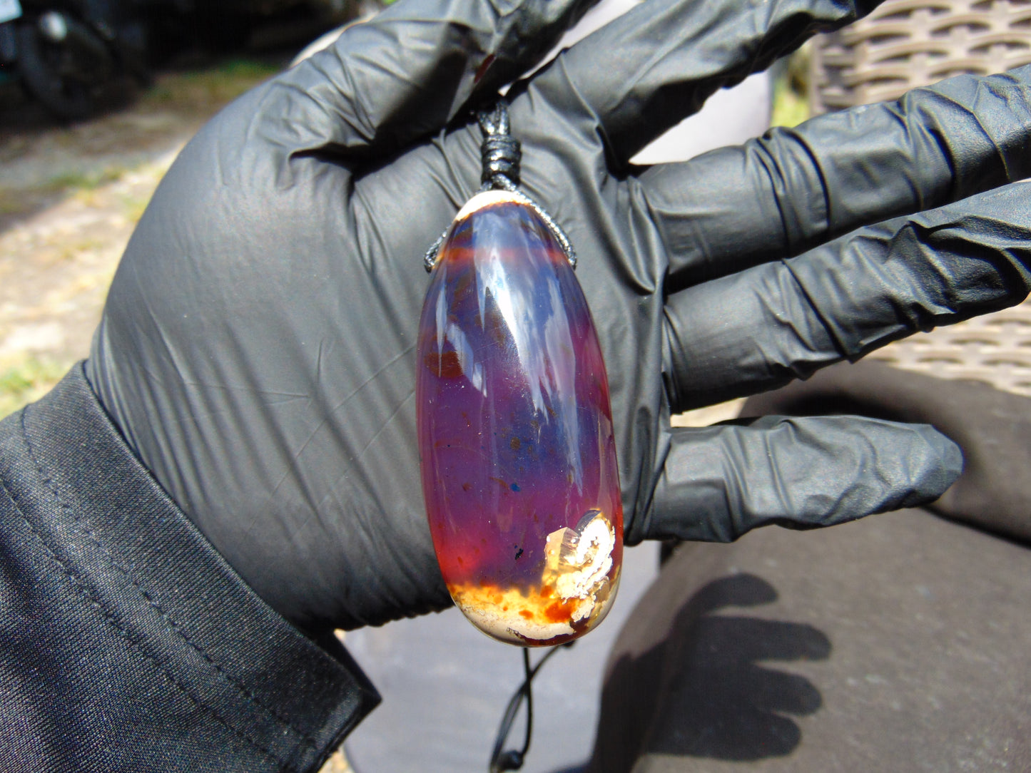 38 gr Teardrop Pendant Indonesian blue Amber for Healing 25Y48