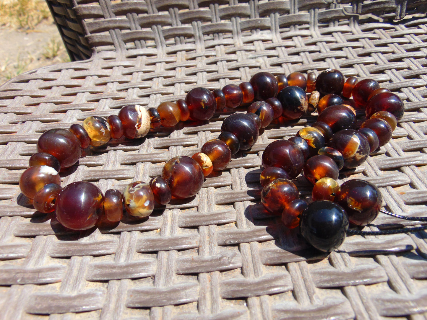 91 gr Small Beads Combination Necklace Indonesian Yellow Red Amber for Healing FR73