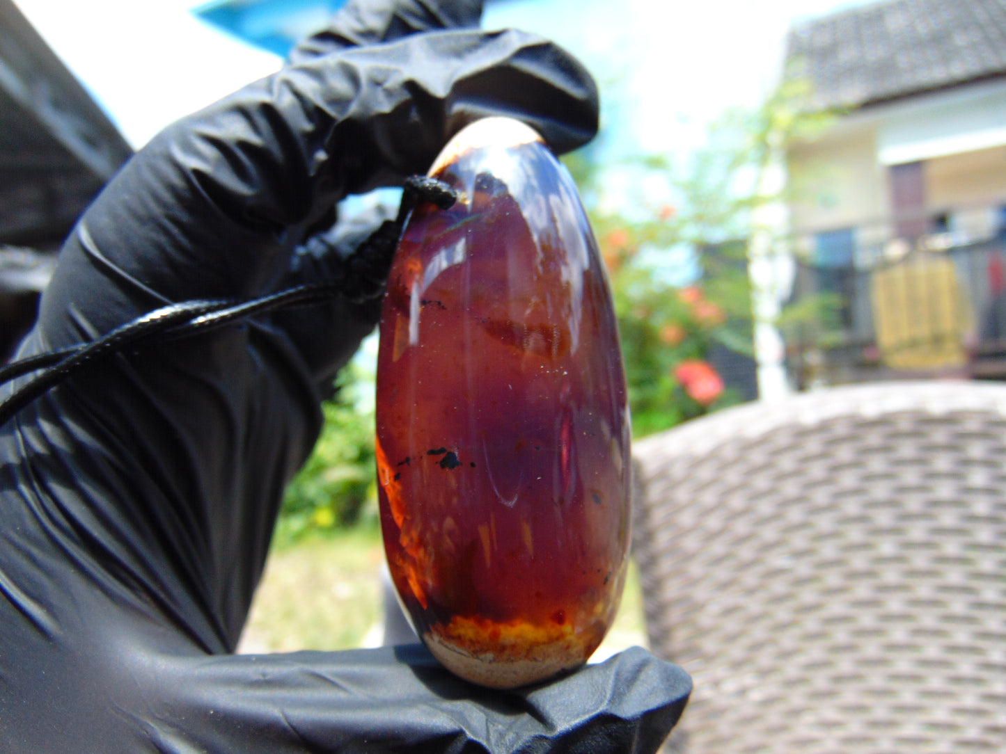 38 gr Teardrop Pendant Indonesian blue Amber for Healing 25Y48