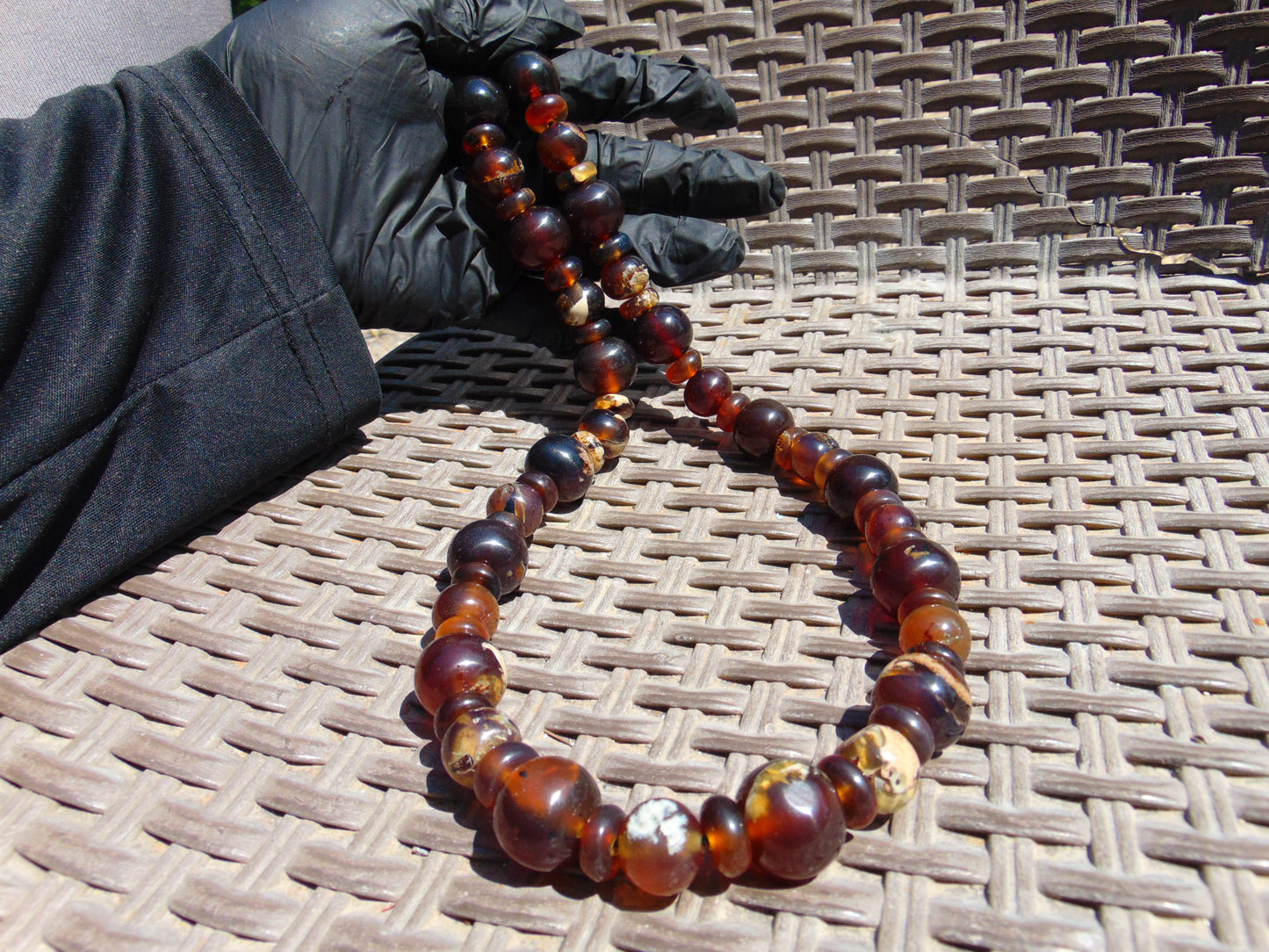 91 gr Small Beads Combination Necklace Indonesian Yellow Red Amber for Healing FR73