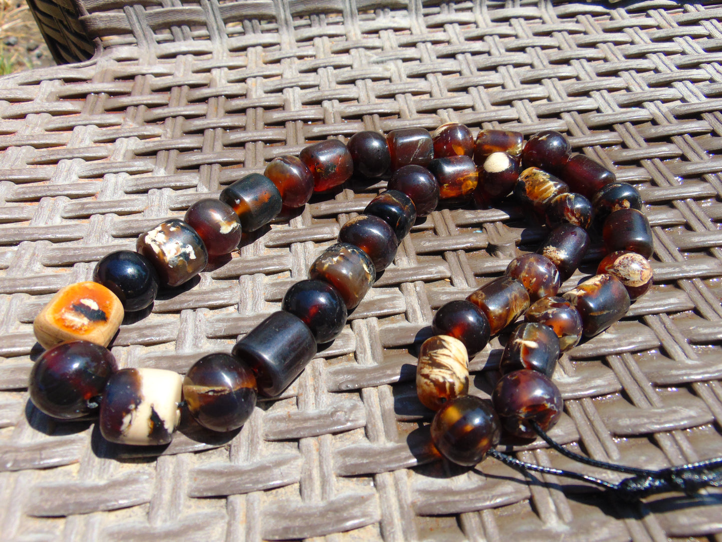 87 gr Small Beads Combination Necklace Indonesian Dark Red Amber for Healing FR86