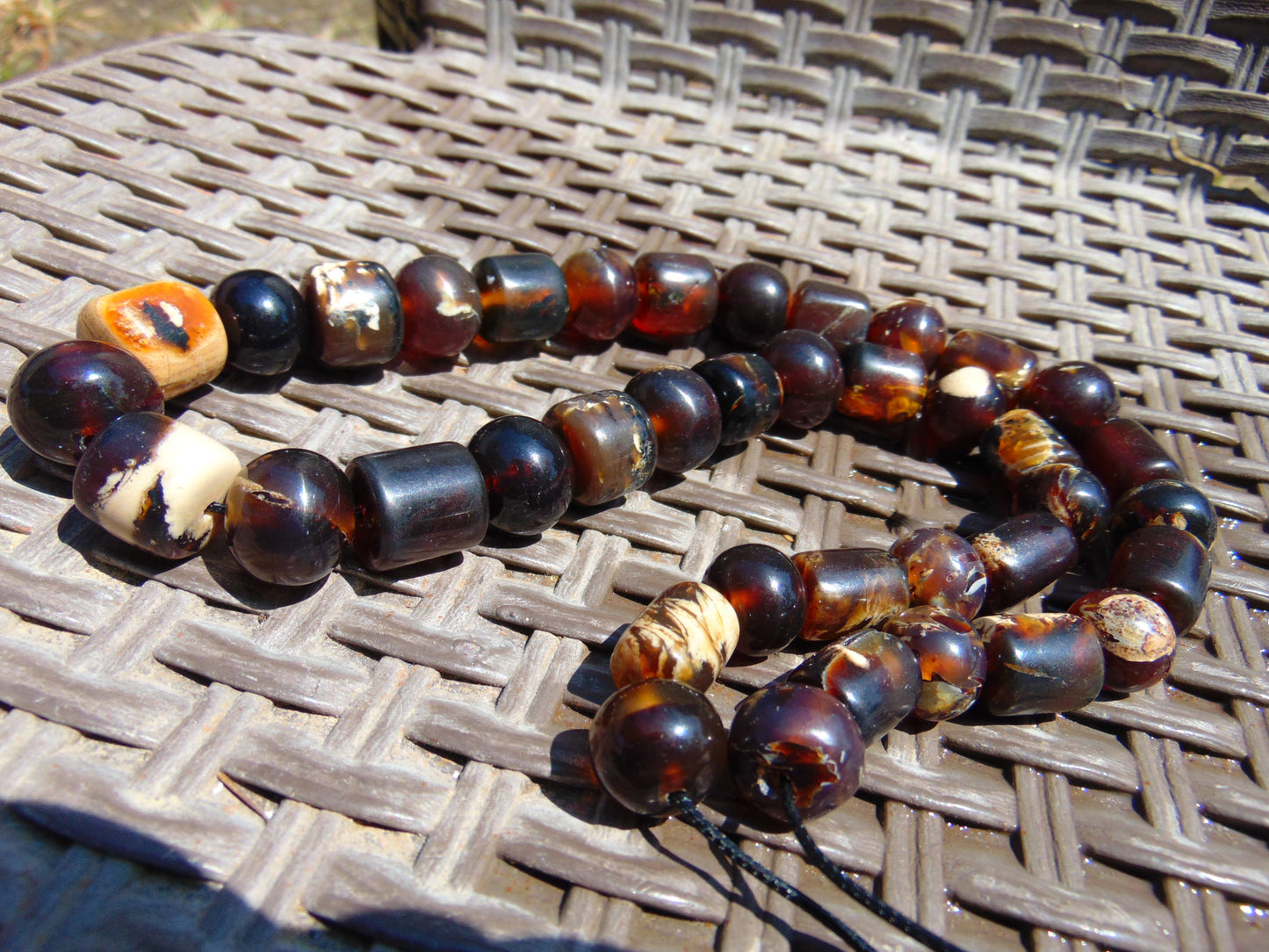87 gr Small Beads Combination Necklace Indonesian Dark Red Amber for Healing FR86