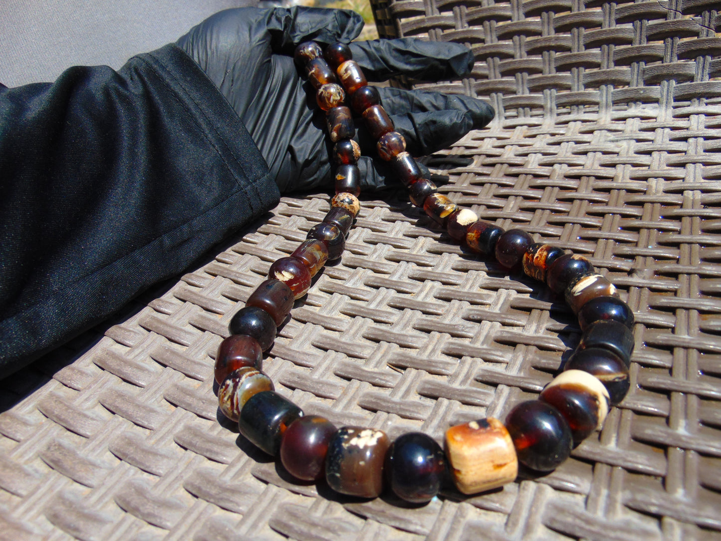 87 gr Small Beads Combination Necklace Indonesian Dark Red Amber for Healing FR86