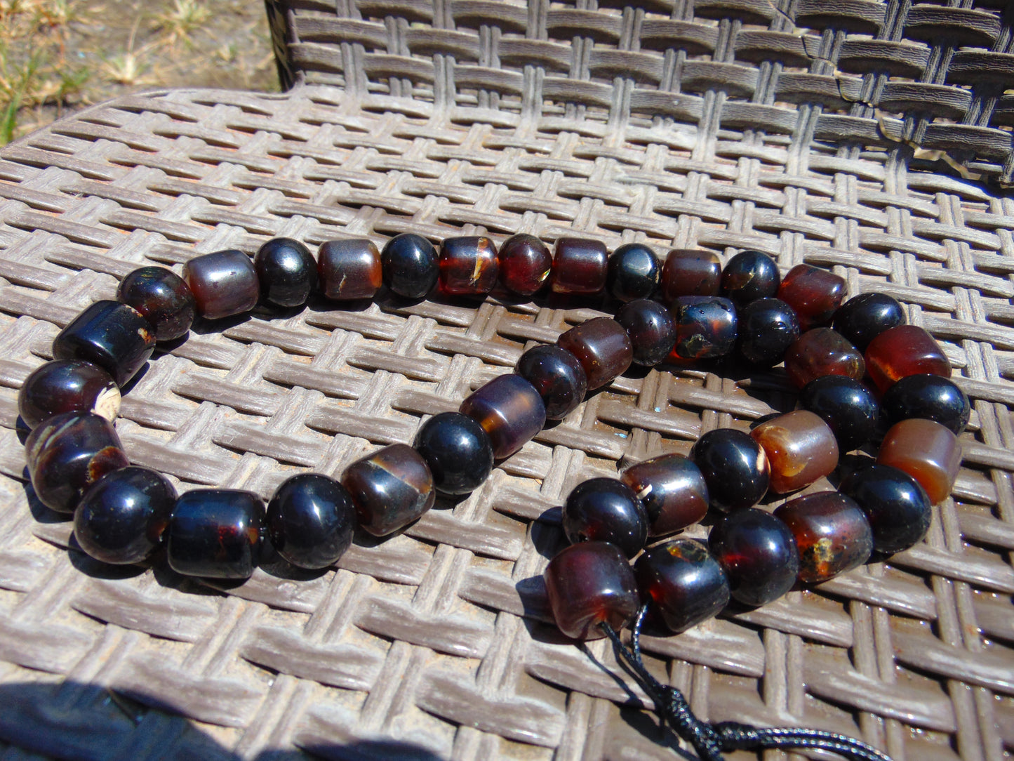 108 gr Small Beads Combination Necklace Indonesian Dark Red Amber for Healing FR78