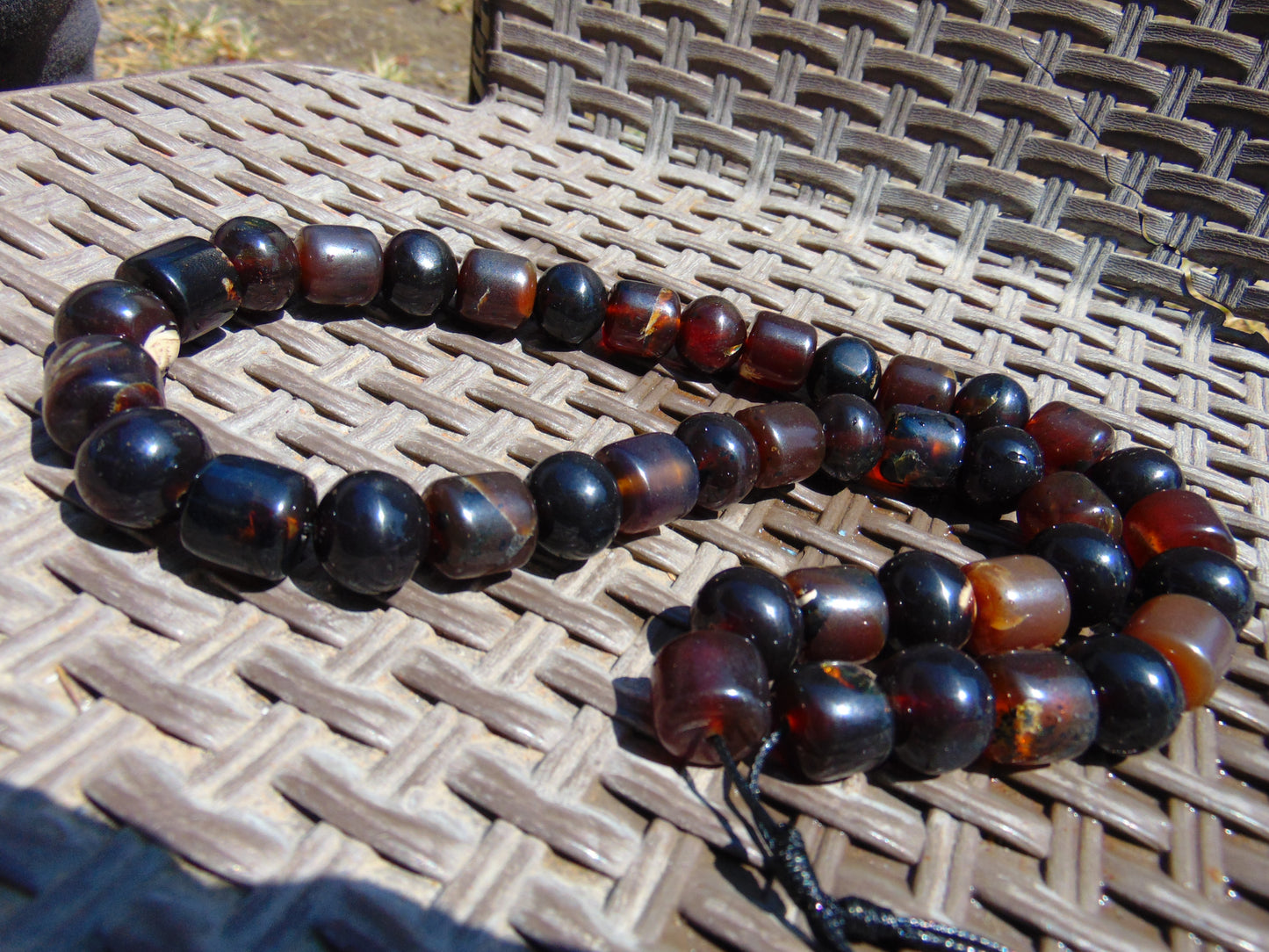 108 gr Small Beads Combination Necklace Indonesian Dark Red Amber for Healing FR78