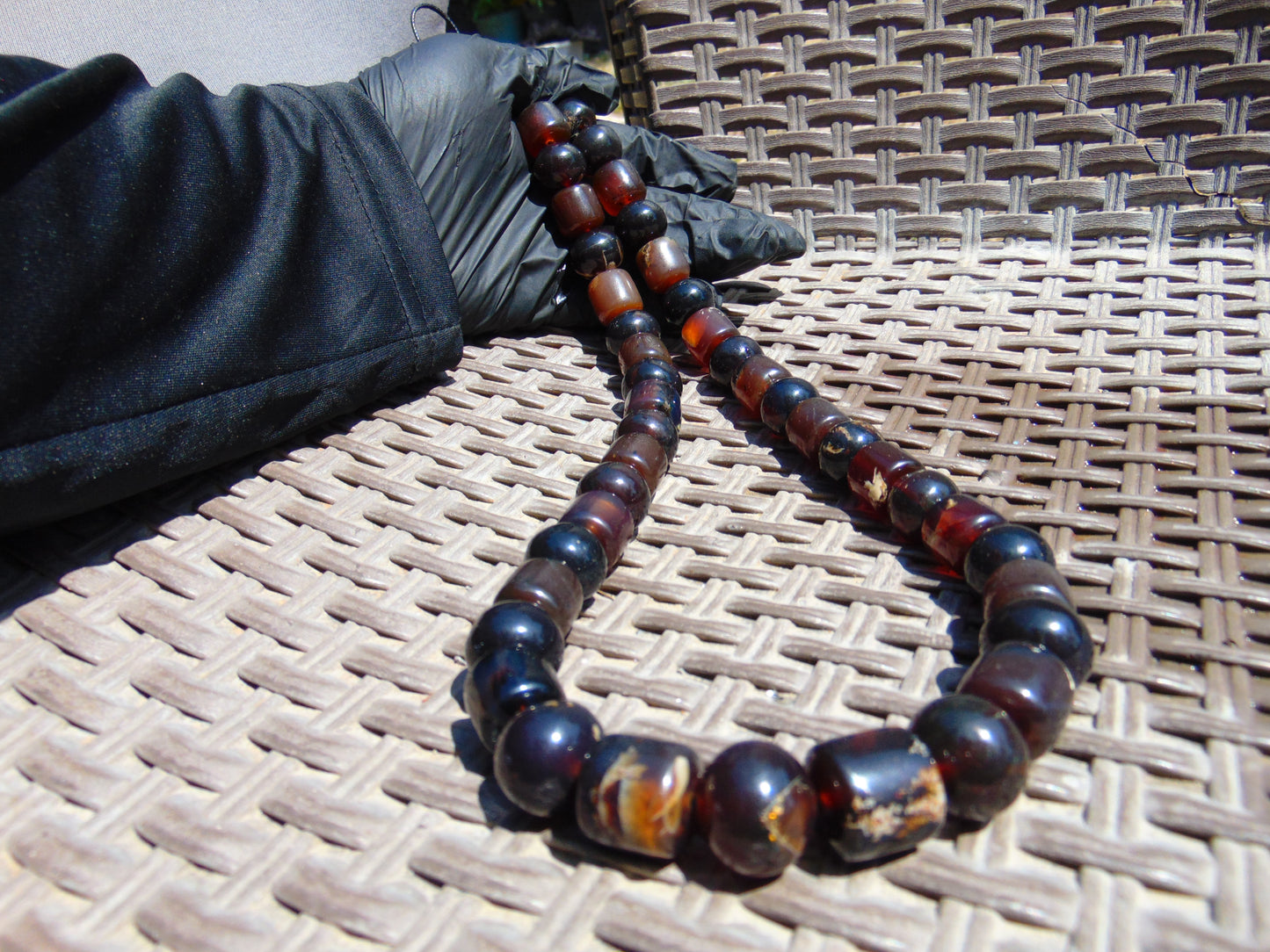 108 gr Small Beads Combination Necklace Indonesian Dark Red Amber for Healing FR78