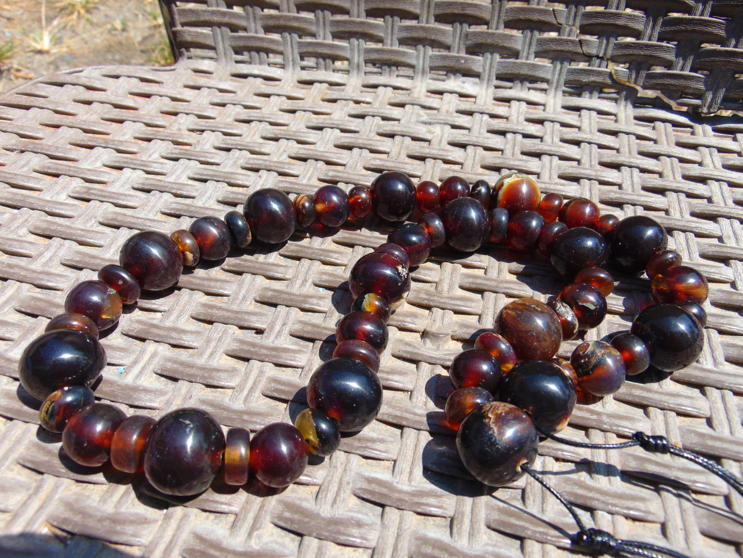 92 gr Small Beads Combination Necklace Indonesian Dark Red Amber for Healing FR74