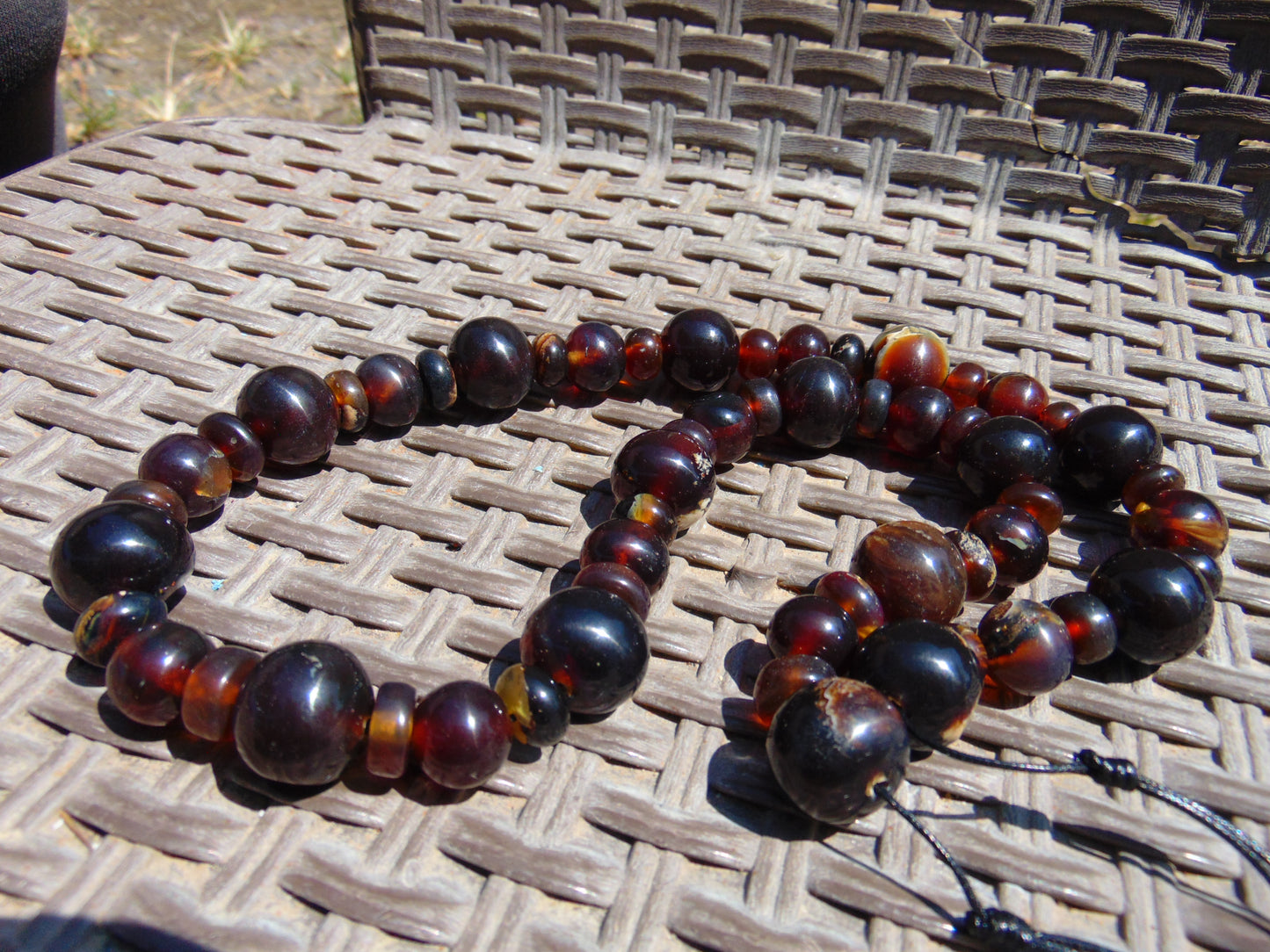 92 gr Small Beads Combination Necklace Indonesian Dark Red Amber for Healing FR74