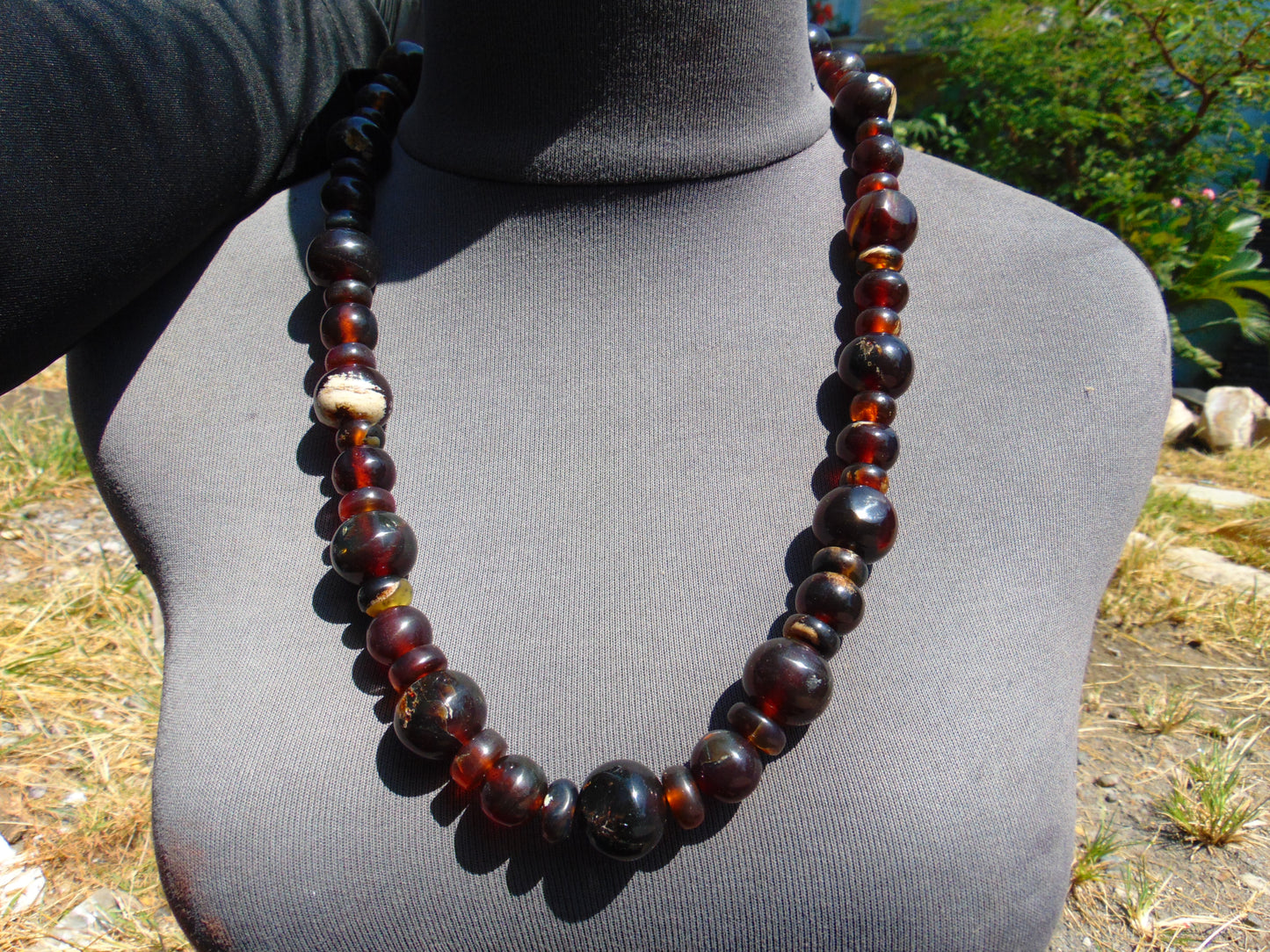 92 gr Small Beads Combination Necklace Indonesian Dark Red Amber for Healing FR74