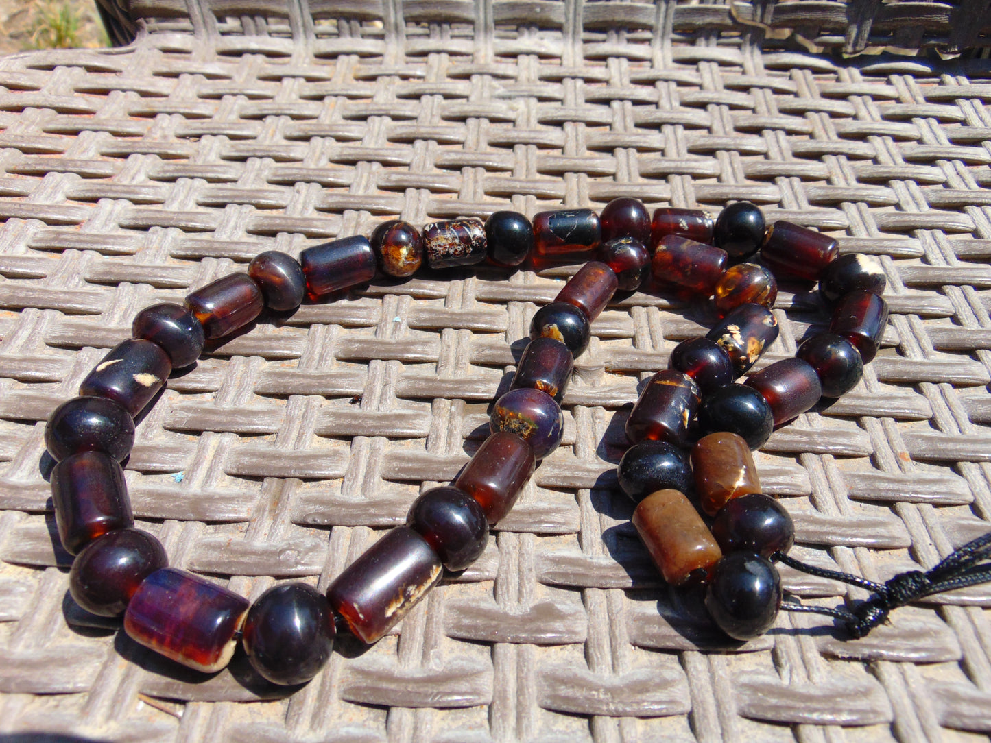 67 gr Small Beads Combination Necklace Indonesian Dark Red Amber for Healing FR82