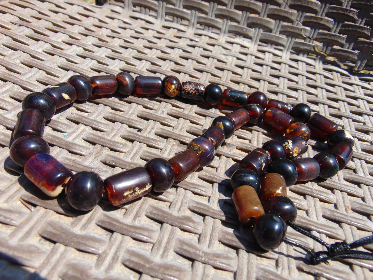 67 gr Small Beads Combination Necklace Indonesian Dark Red Amber for Healing FR82