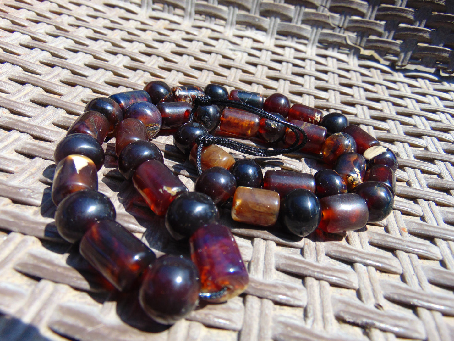 67 gr Small Beads Combination Necklace Indonesian Dark Red Amber for Healing FR82
