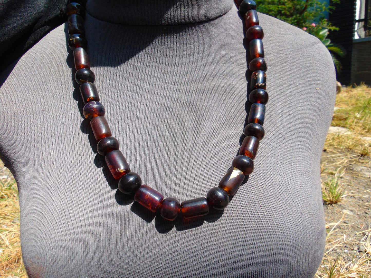 67 gr Small Beads Combination Necklace Indonesian Dark Red Amber for Healing FR82