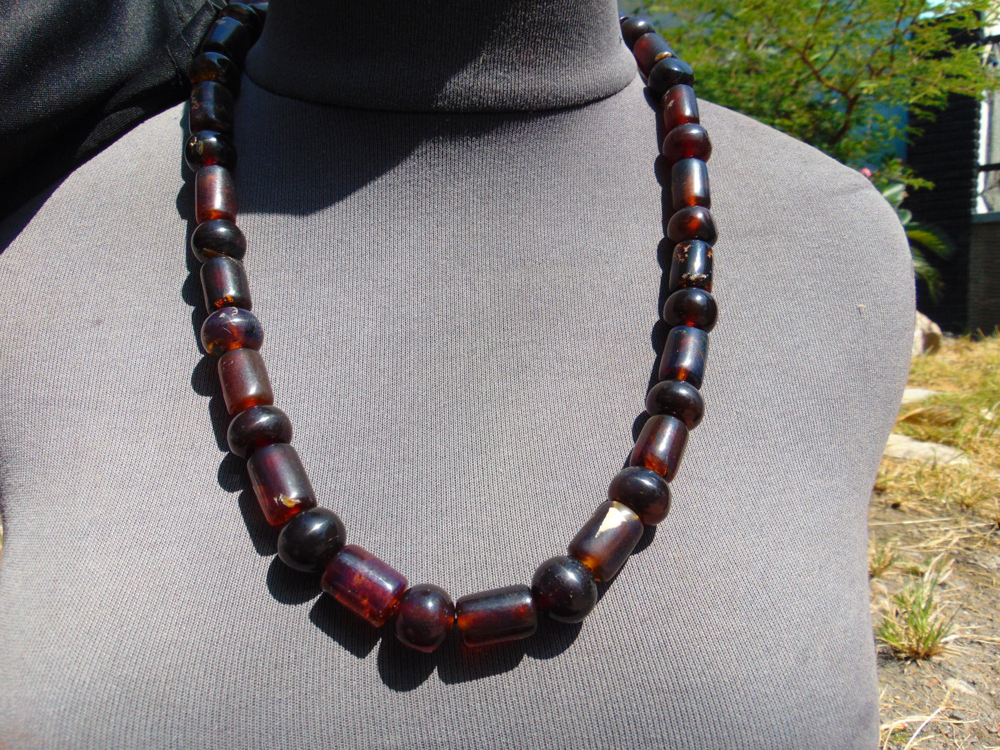 67 gr Small Beads Combination Necklace Indonesian Dark Red Amber for Healing FR82
