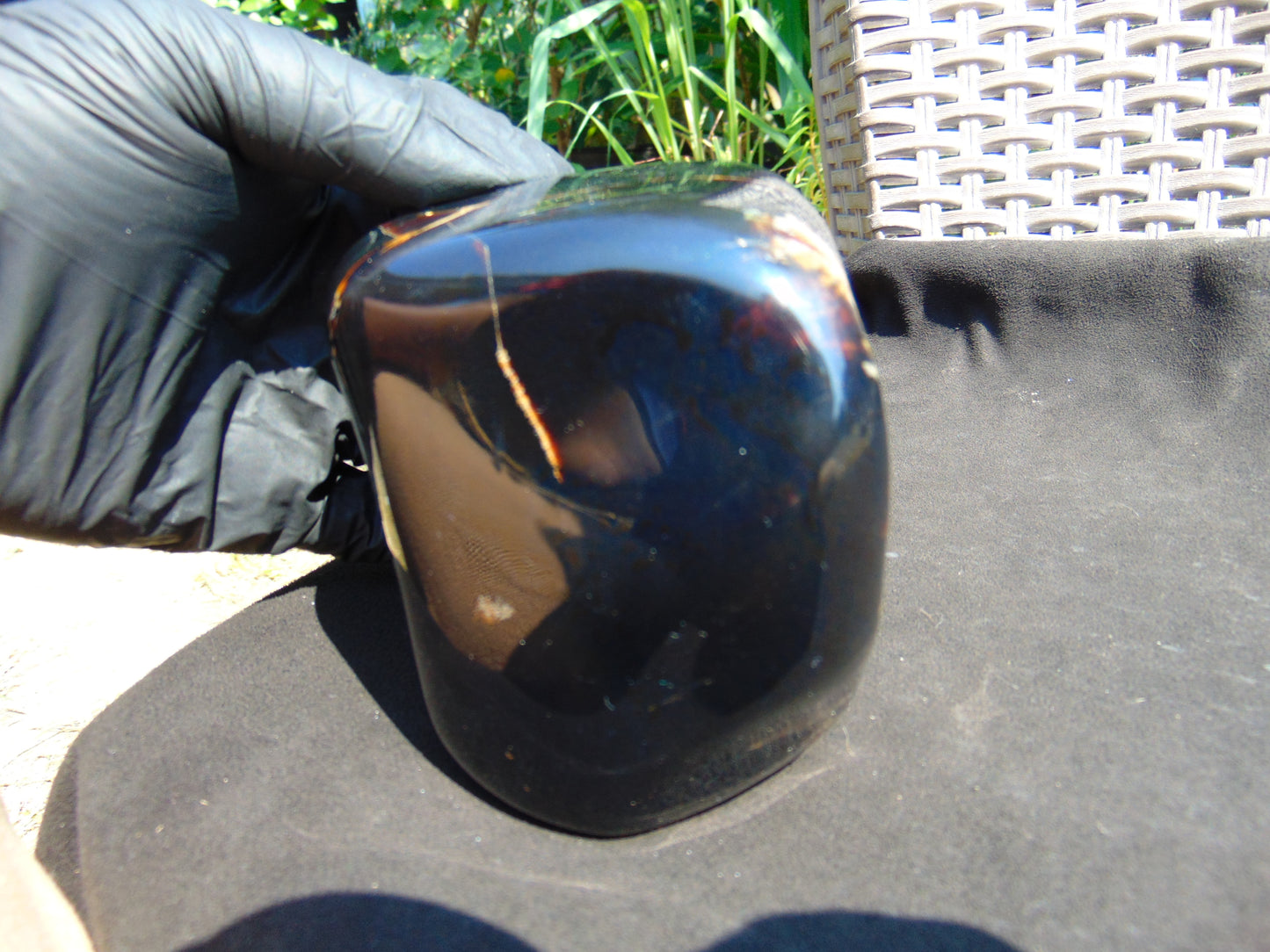 459 gr Shaped Square Polished Indonesian Mushroom Inclusion Dark Blue Amber for Healing FR112