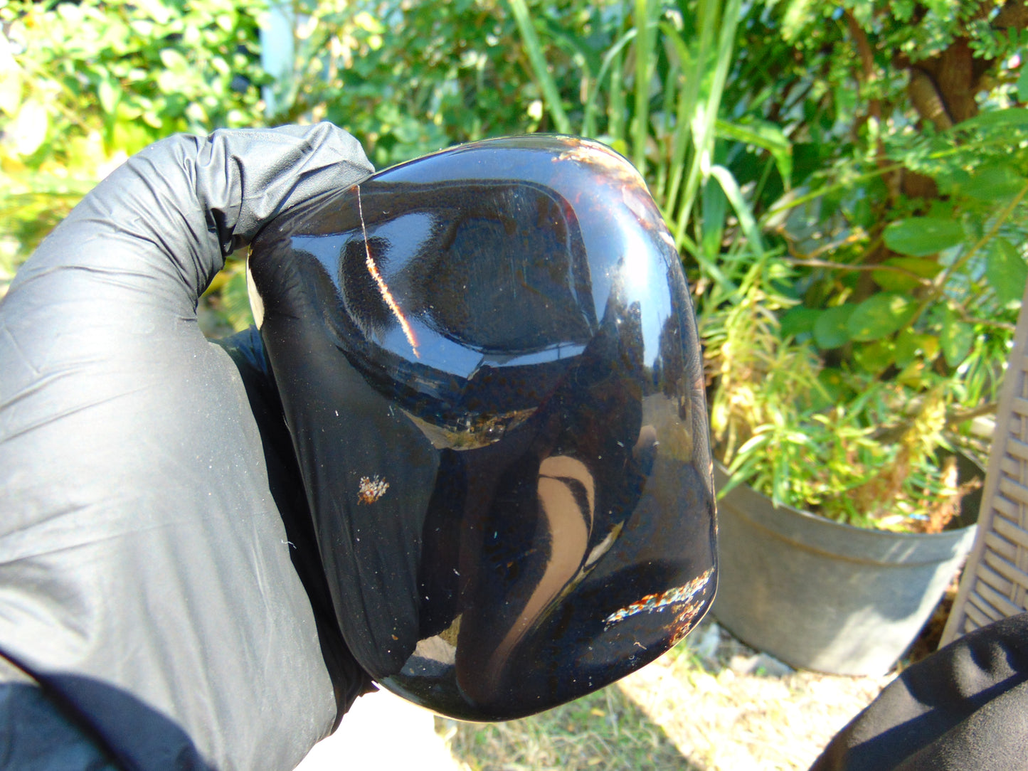 459 gr Shaped Square Polished Indonesian Mushroom Inclusion Dark Blue Amber for Healing FR112