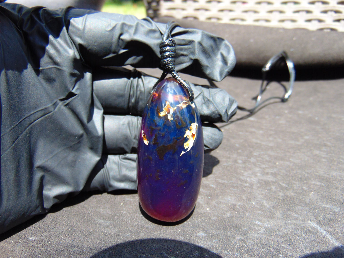 31 gr Teardrop Pendant Indonesian blue Amber for Healing 25N84