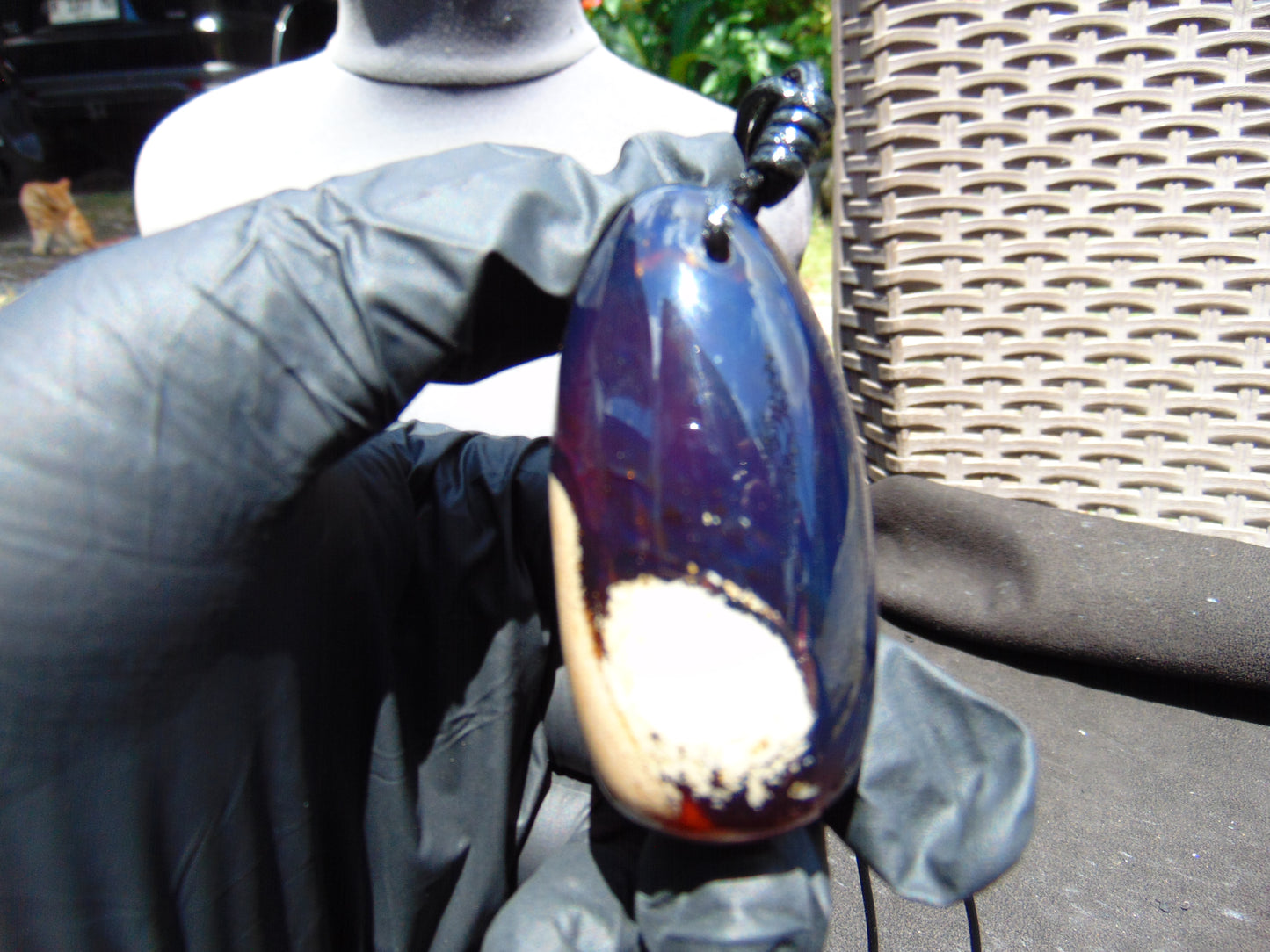 31 gr Teardrop Pendant Indonesian blue Amber for Healing 25N84