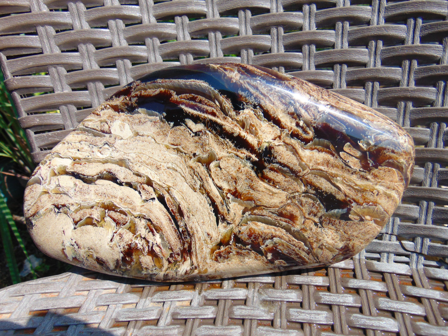378 gram Slim Slab Polished 21x13x2 cm Indonesian Zebra White Amber for Healing AR97