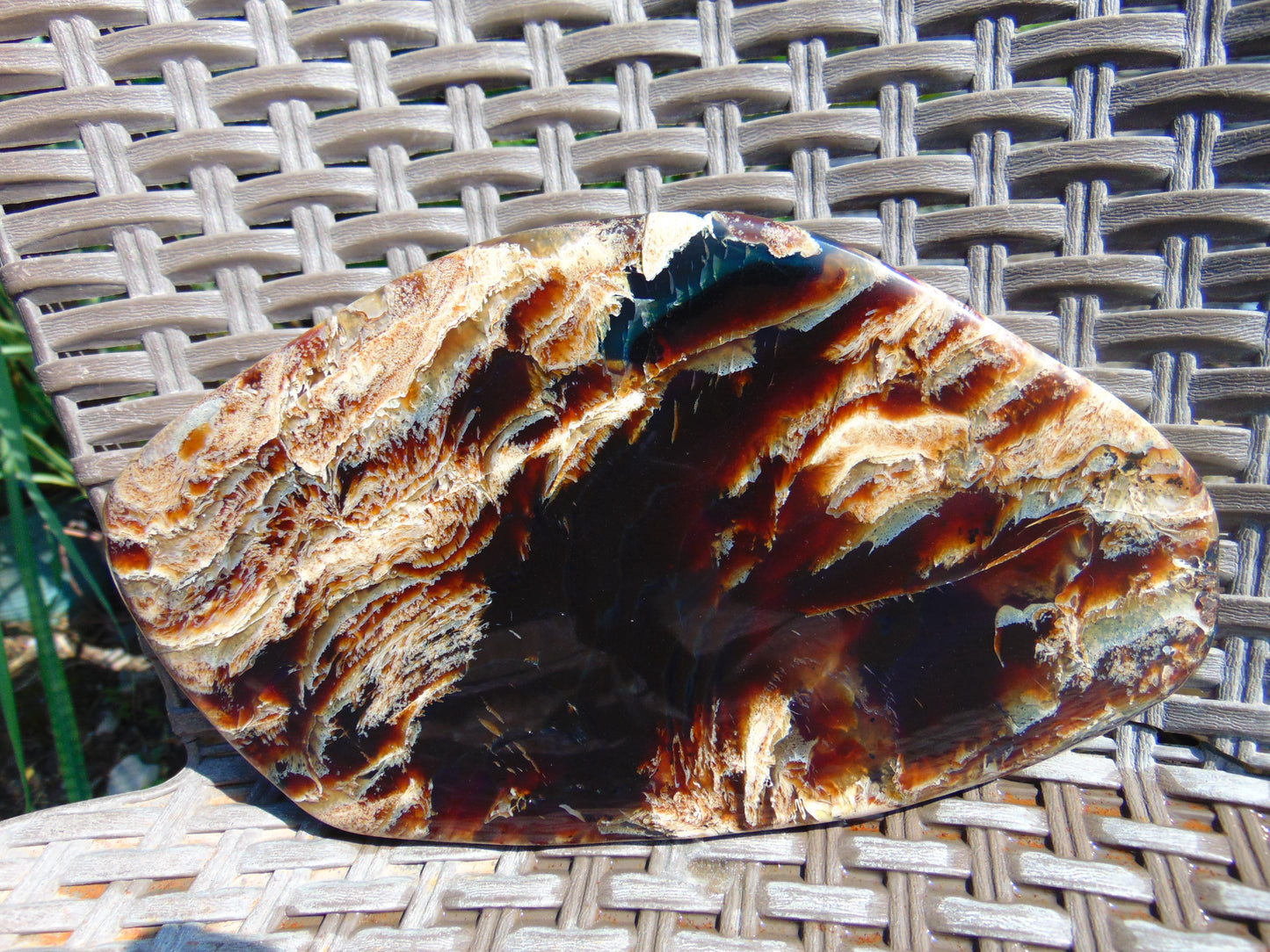 378 gram Slim Slab Polished 21x13x2 cm Indonesian Zebra White Amber for Healing AR97